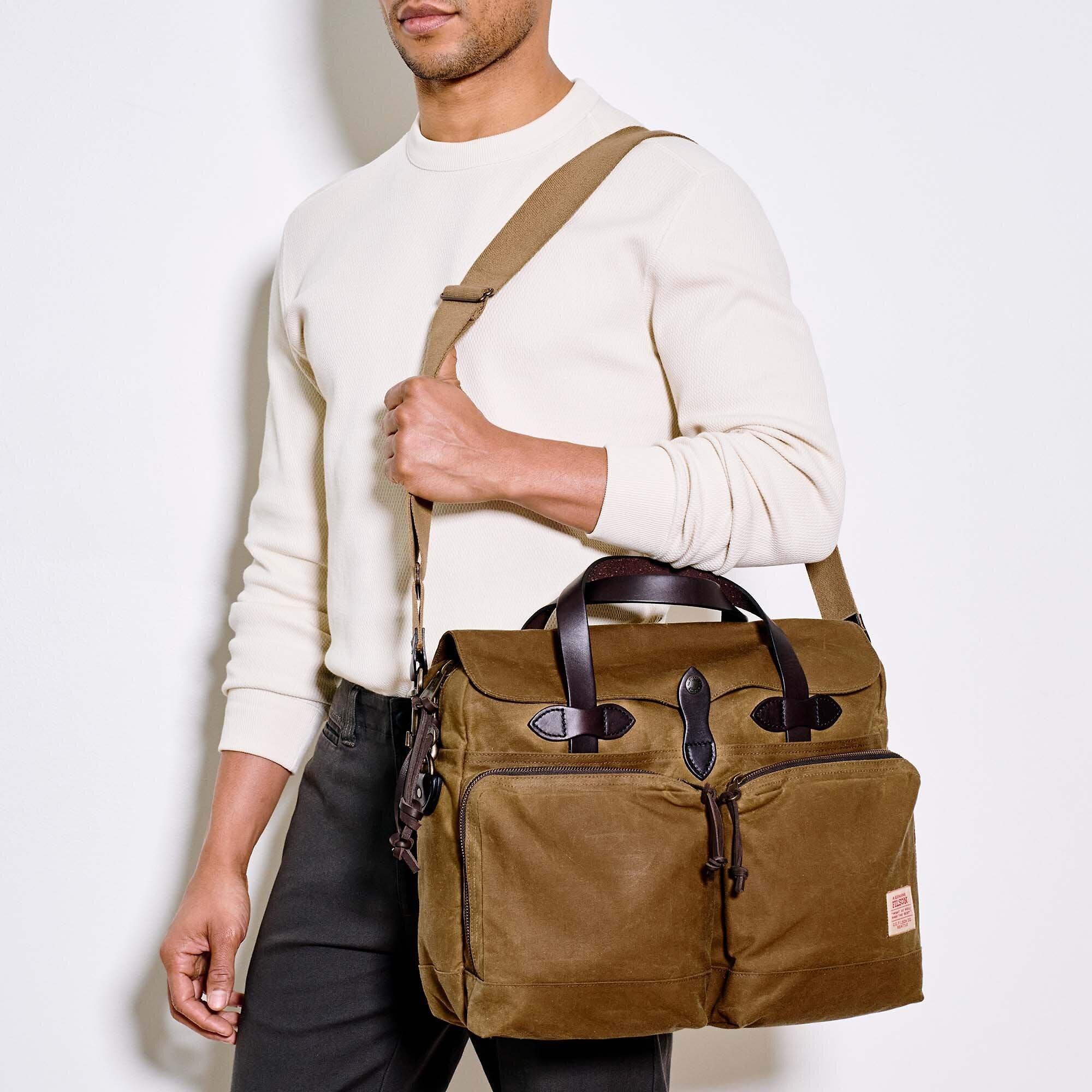 Filson 24 Hour Tin Cloth Briefcase - Dark Tan | British Attire