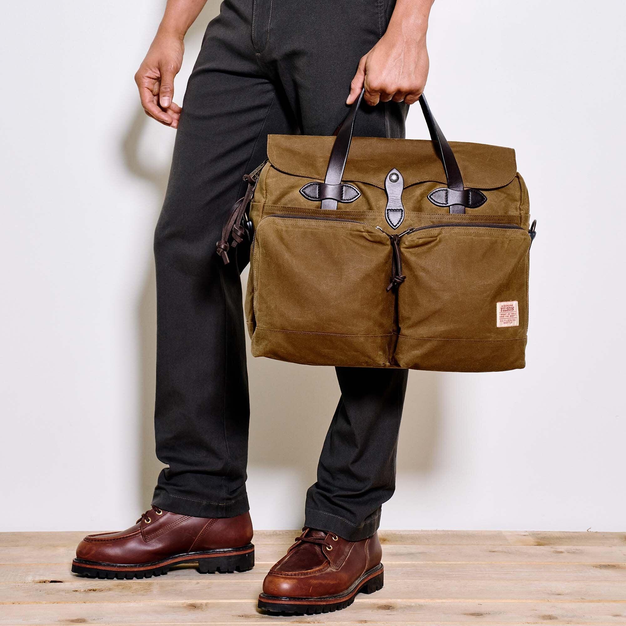Filson 24 Hour Tin Cloth Briefcase - Dark Tan | British Attire