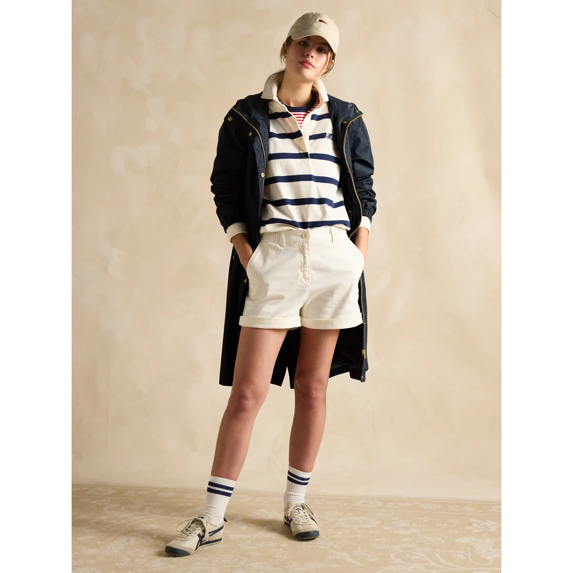 Product image 3 of 6 of Joules Women's Holkham Waterproof Packable Raincoat - Navy Paisley