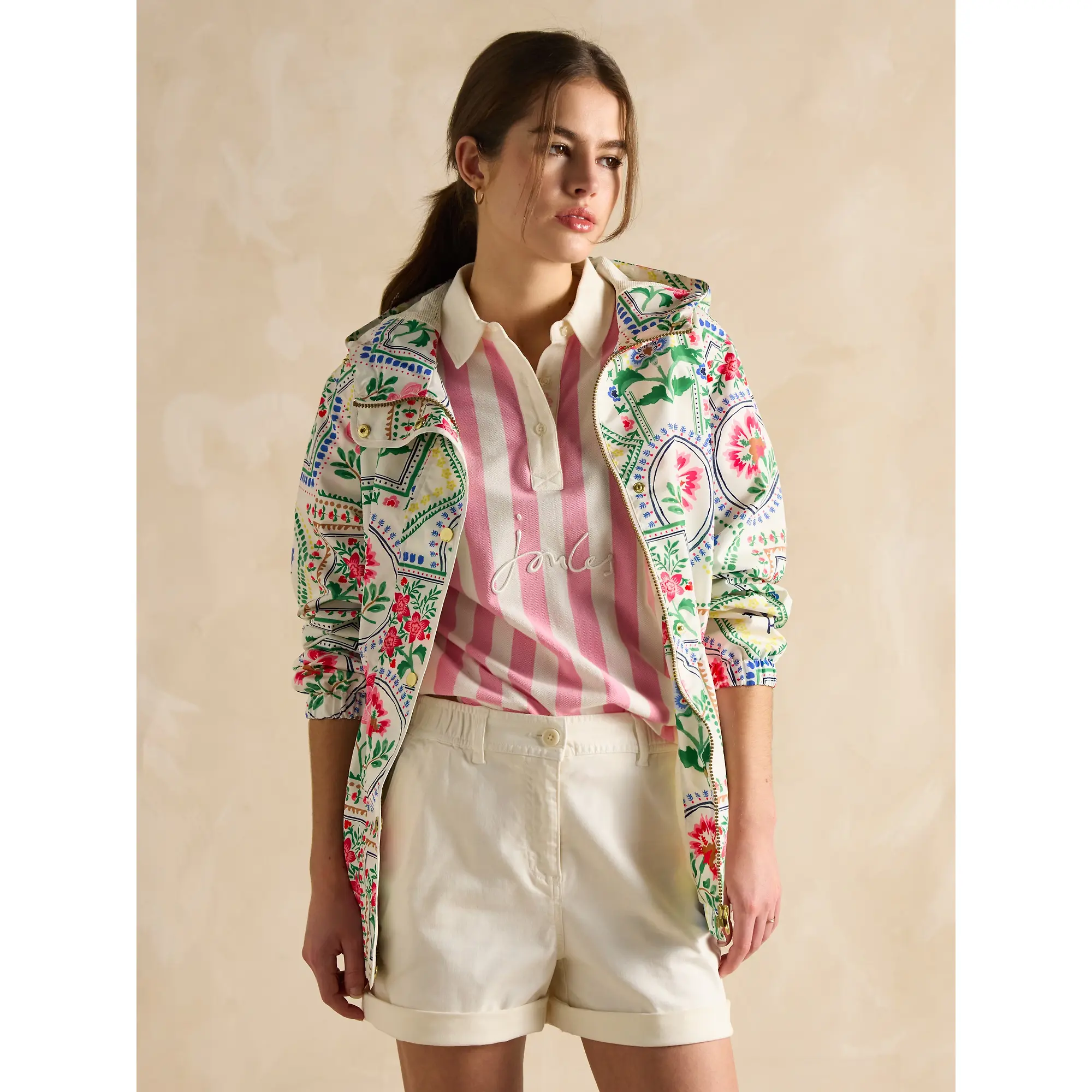 Product image 8 of 8 of Joules Women's Holt Waterproof Packable Raincoat - Mosaic Floral