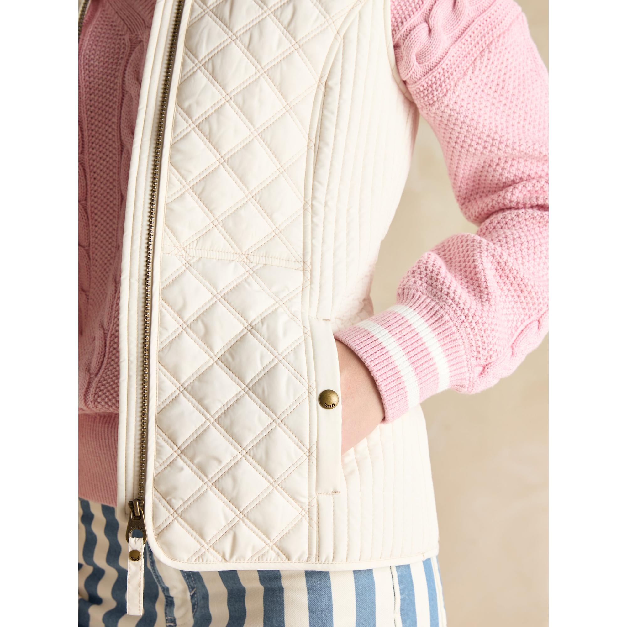 Joules Women's Minx Showerproof Diamond Quilted Gilet - Cream