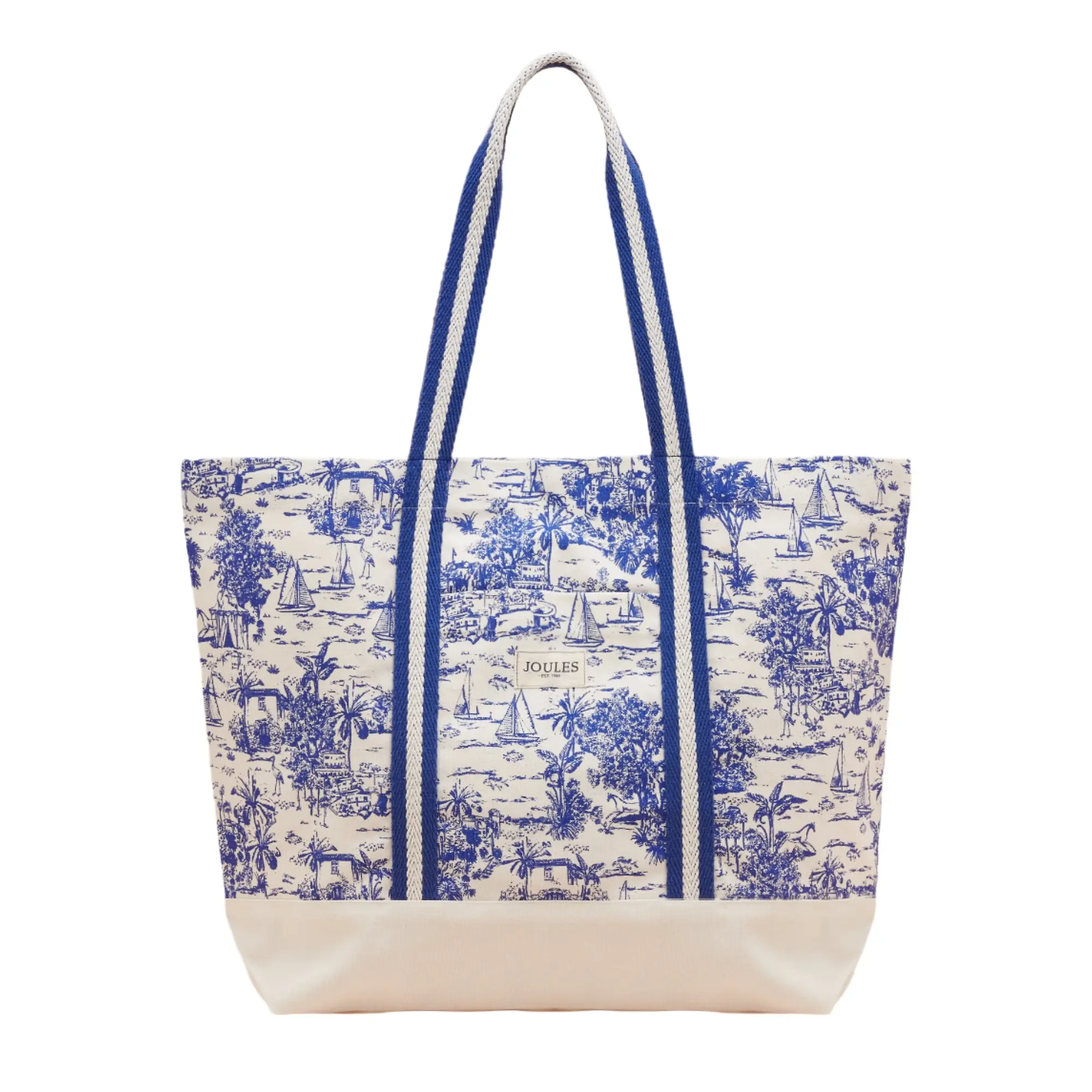 Product image 1 of 7 of Joules Women's Promenade Canvas Beach Bag - Blue Toile