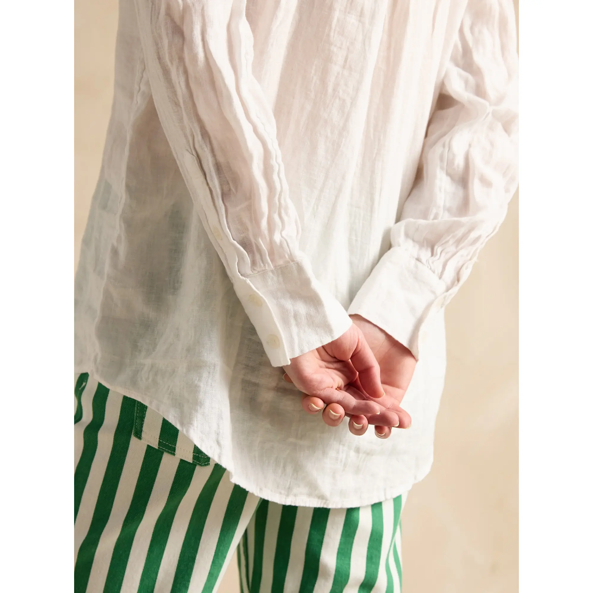 Product image 6 of 7 of Joules Women's Selene Linen Ruffle Shirt - White
