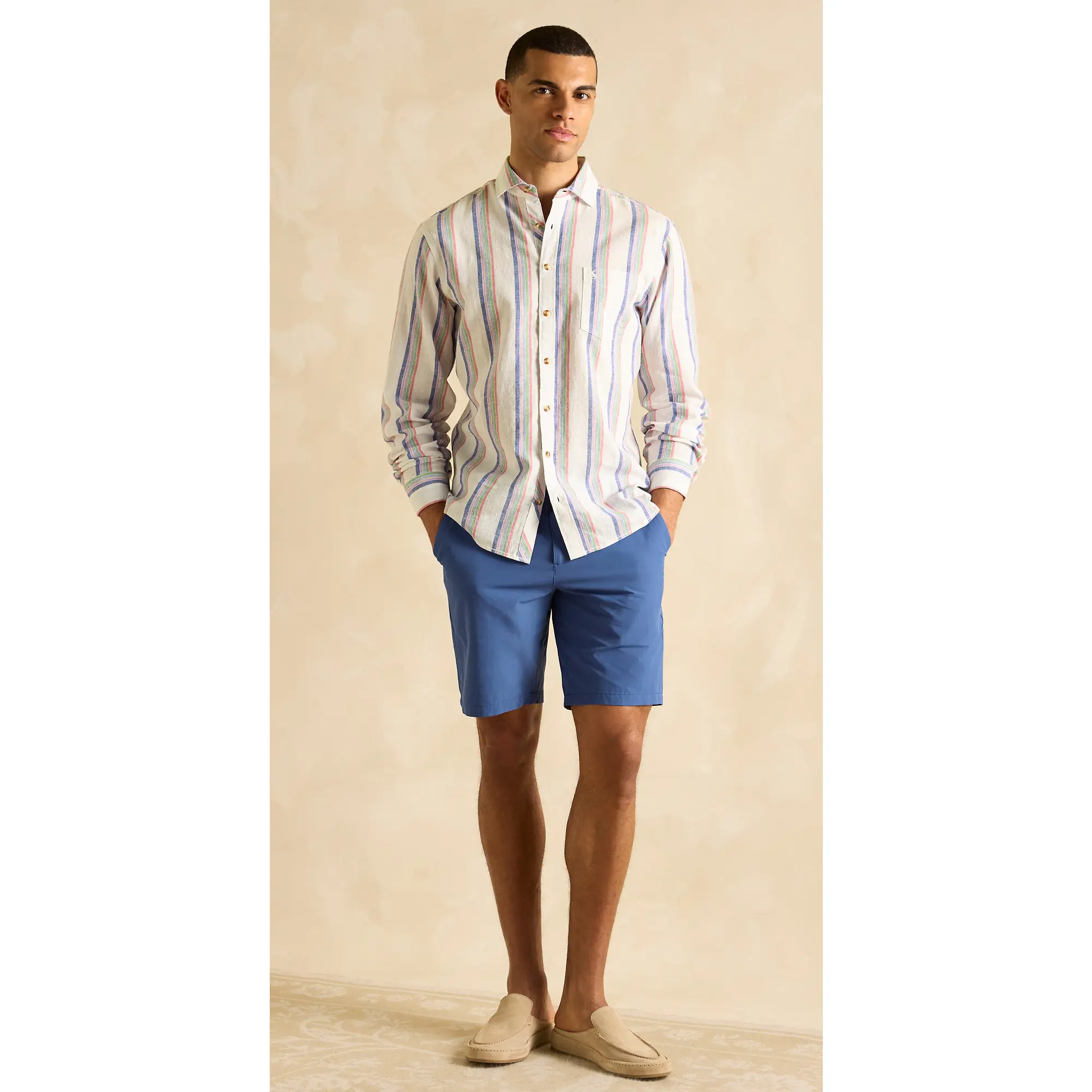 Product image 6 of 6 of Joules Men's Long Sleeve Linen Shirt - Multi Stripe