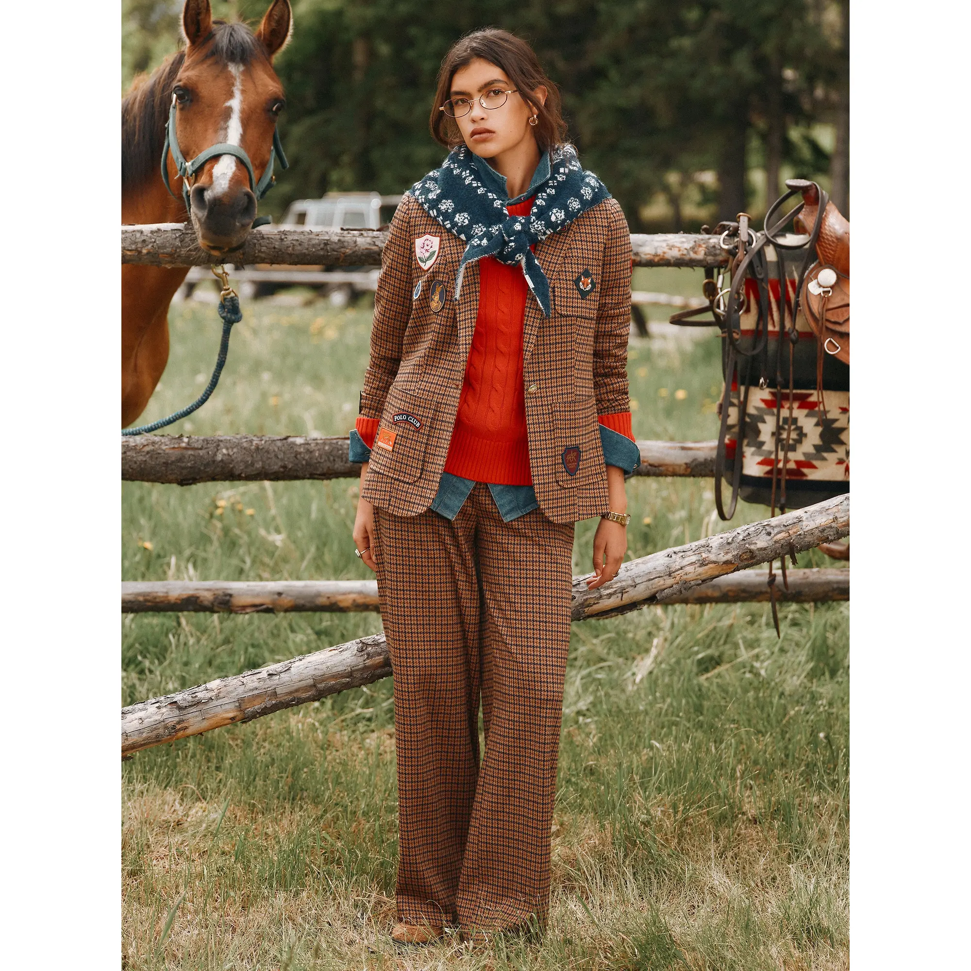 Product image 2 of 8 of Joules Women's Albury Wide Leg Trousers - Brown Dogtooth