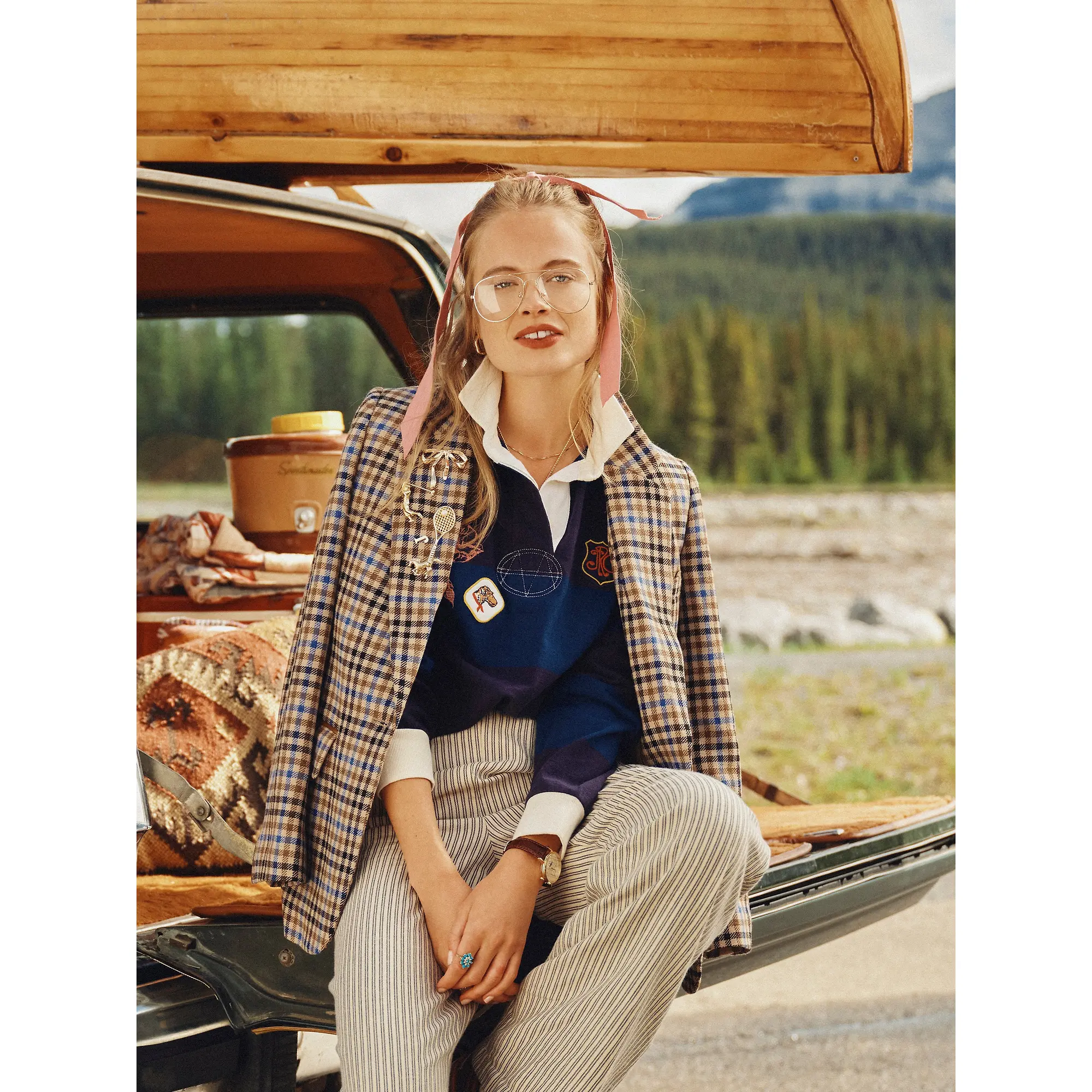 Product image 3 of 9 of Joules Women's Flannel Hallie Pull-On Trousers - Navy Stripe