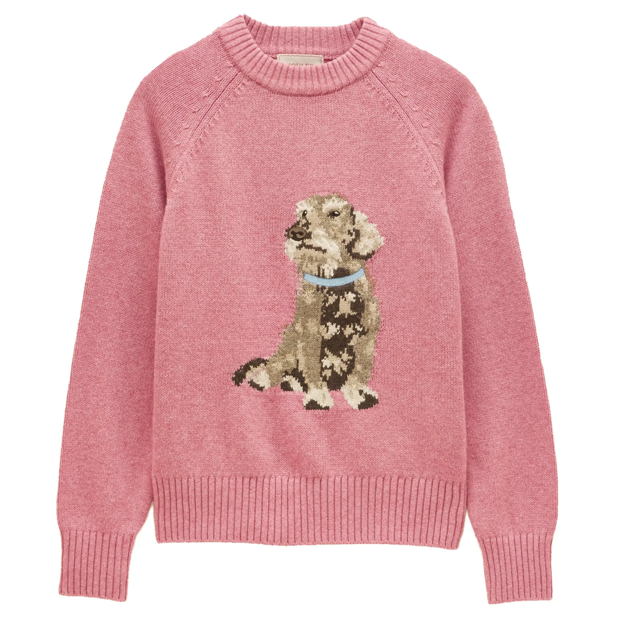 Product image 1 of 7 of Joules Women's Dachshund Cotton Blend Crew Neck Knitted Jumper - Pink