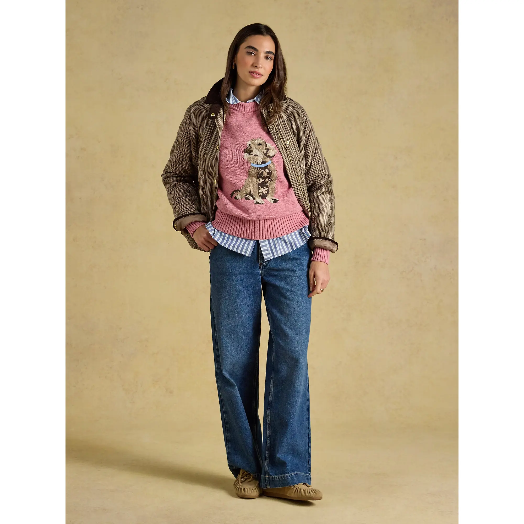 Product image 4 of 7 of Joules Women's Dachshund Cotton Blend Crew Neck Knitted Jumper - Pink