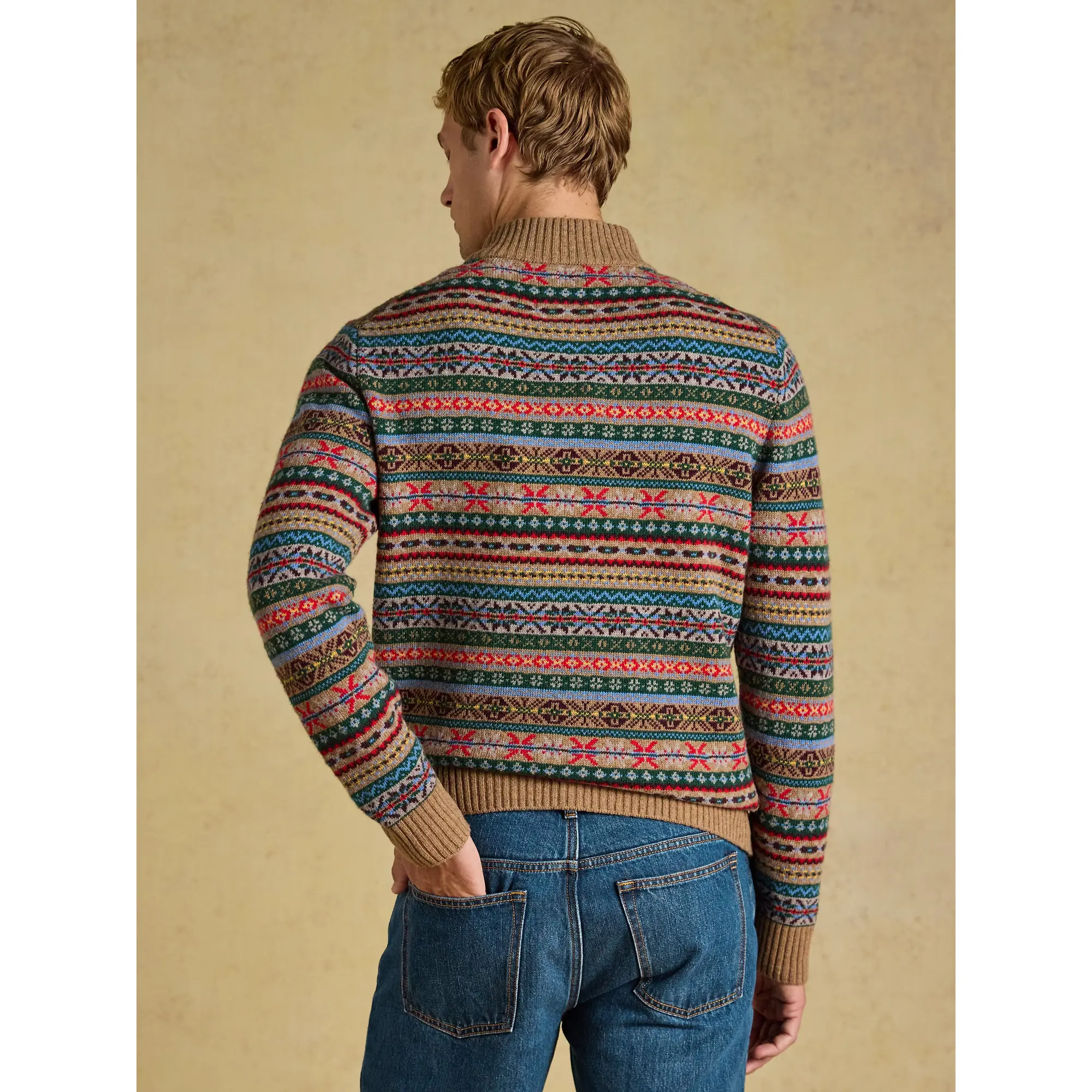 Product image 3 of 7 of Joules Men's Fairisle Wool Rich Quarter Zip Jumper - Multi