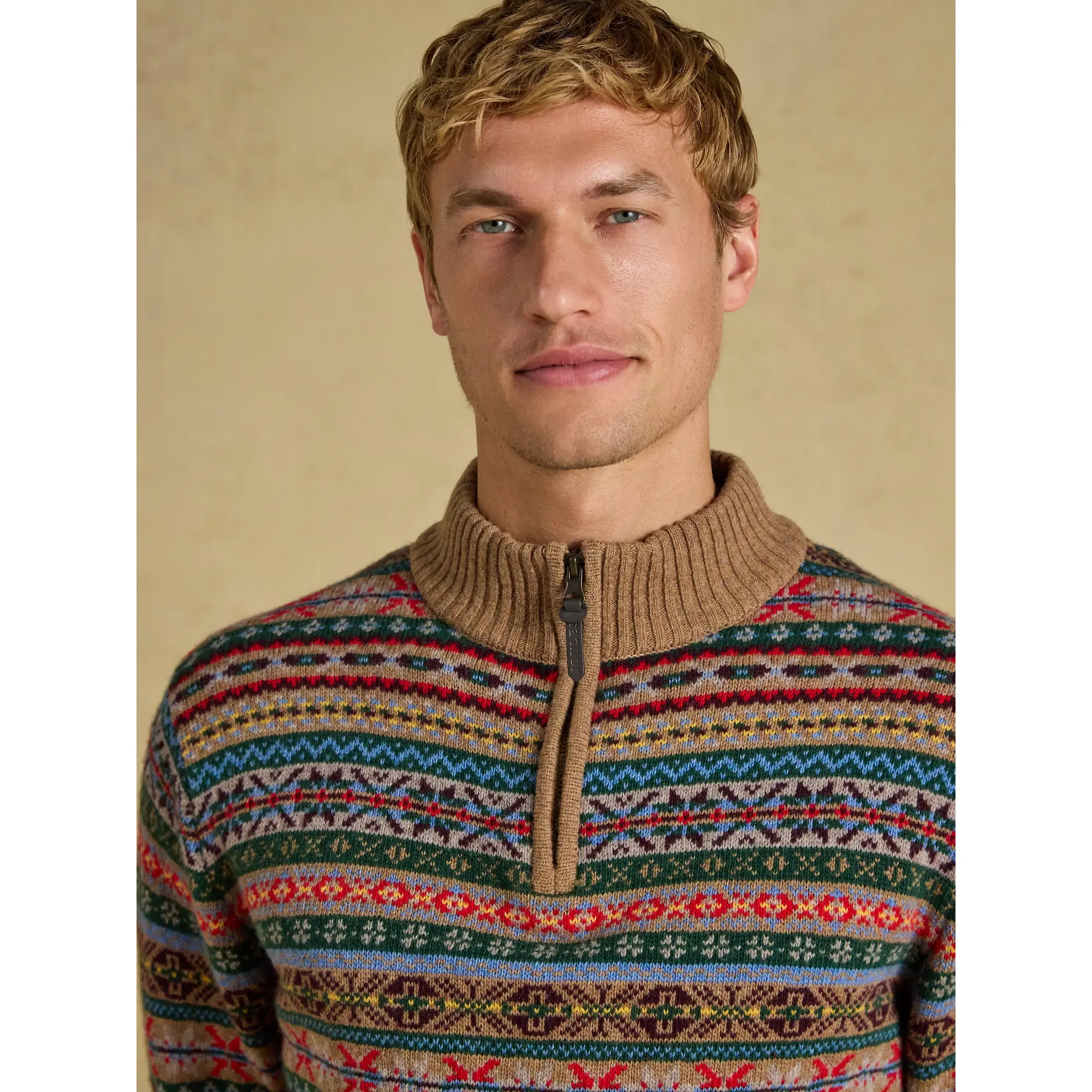 Product image 5 of 7 of Joules Men's Fairisle Wool Rich Quarter Zip Jumper - Multi