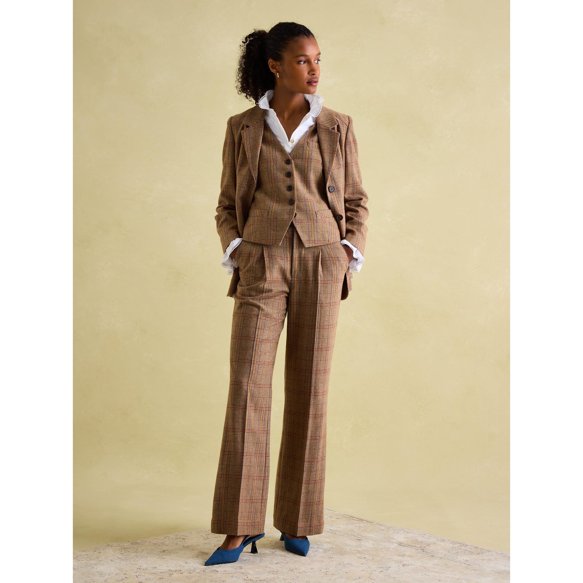 Joules Women's Foxley Wide Leg Tweed Trousers - Yarrow Check