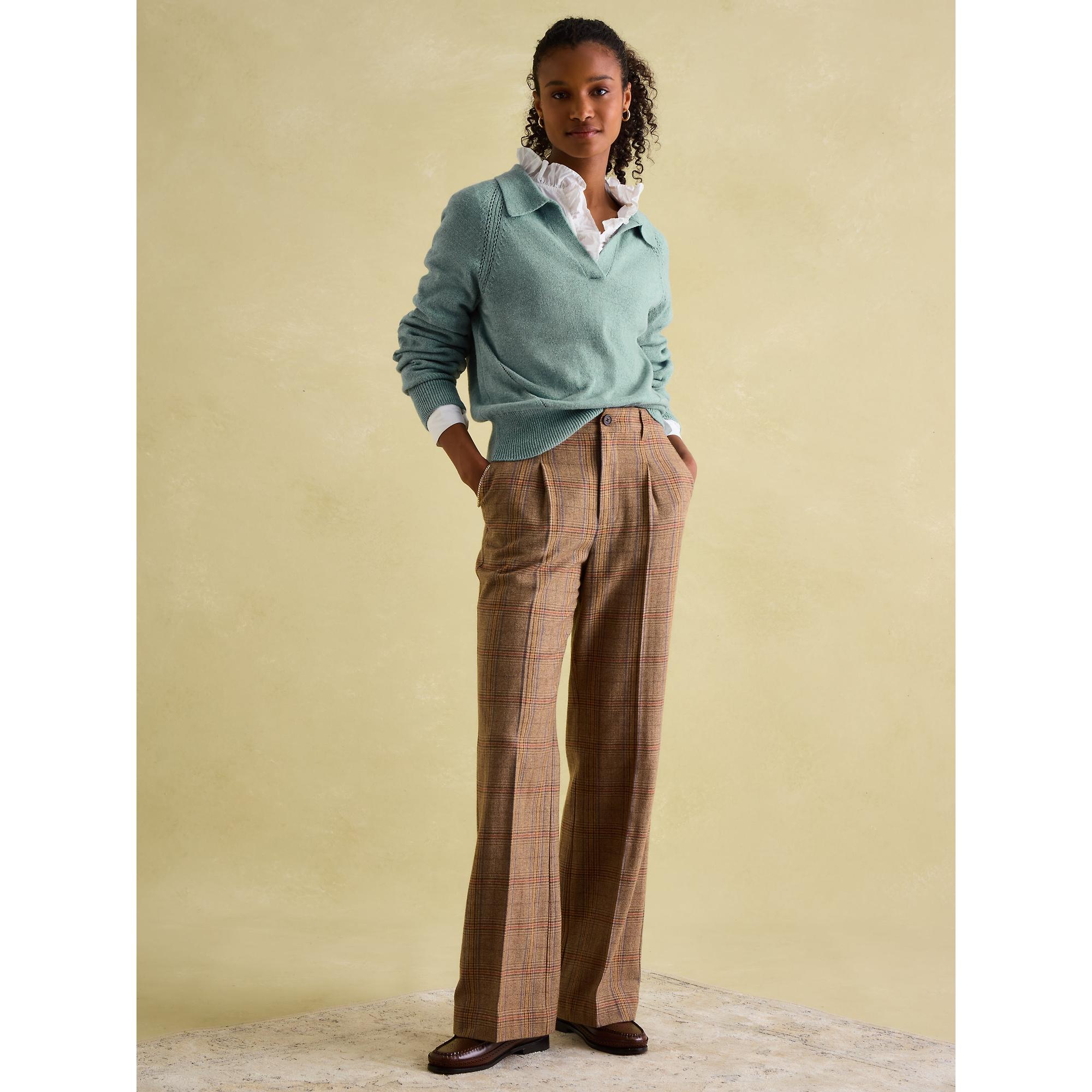 Joules Women's Foxley Wide Leg Tweed Trousers - Yarrow Check