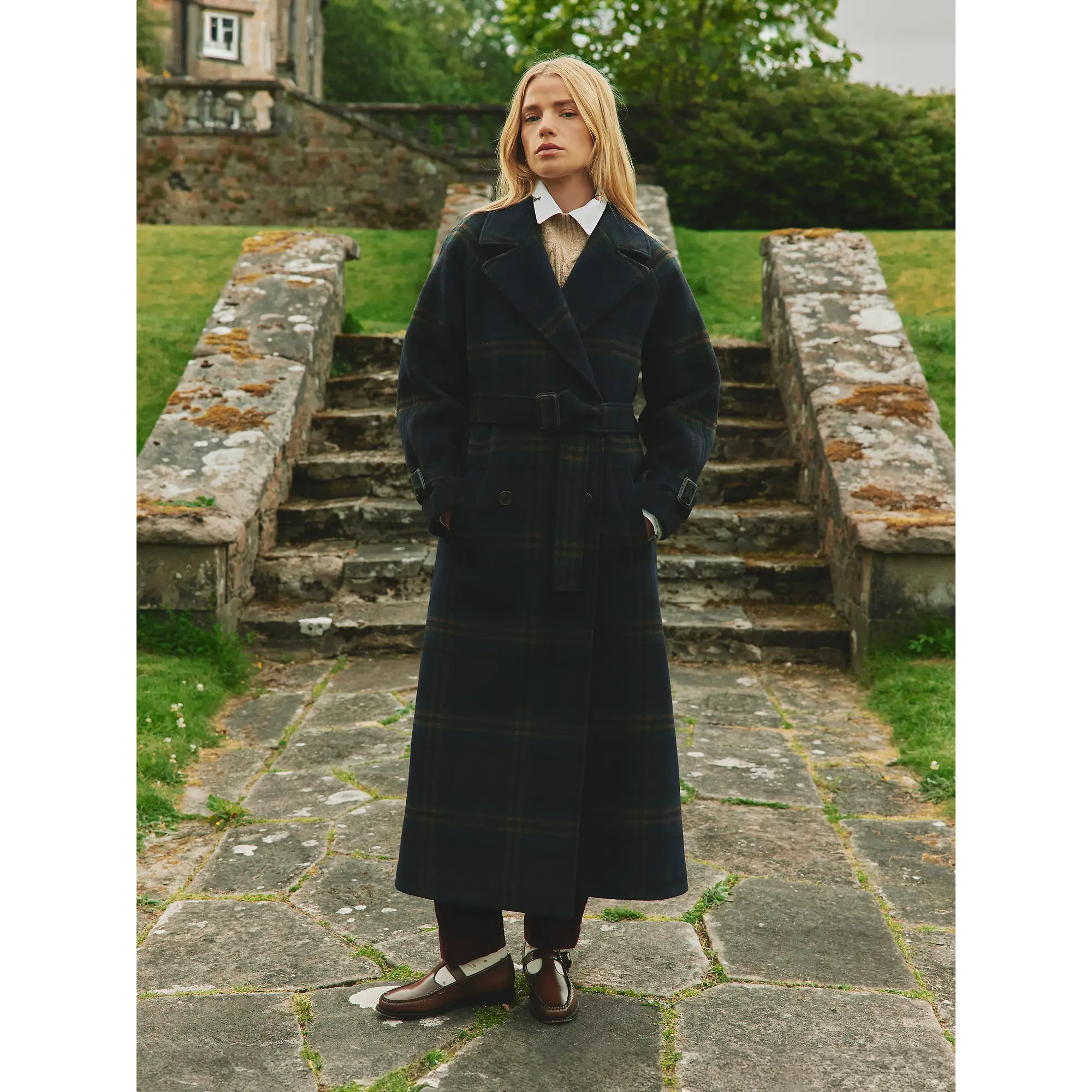 Product image 8 of 9 of Joules Women's Amberly Longline Wool Blend Coat - Navy