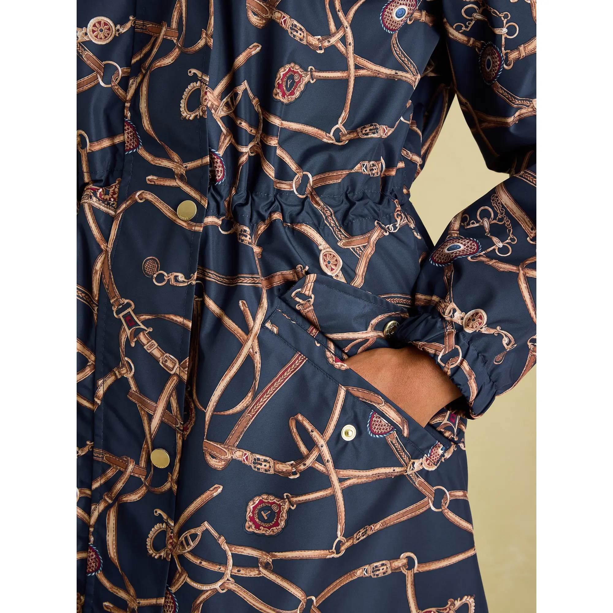 Product image 5 of 10 of Joules Women's Holkham Waterproof Packable Hooded Raincoat - Navy Blue Bridle