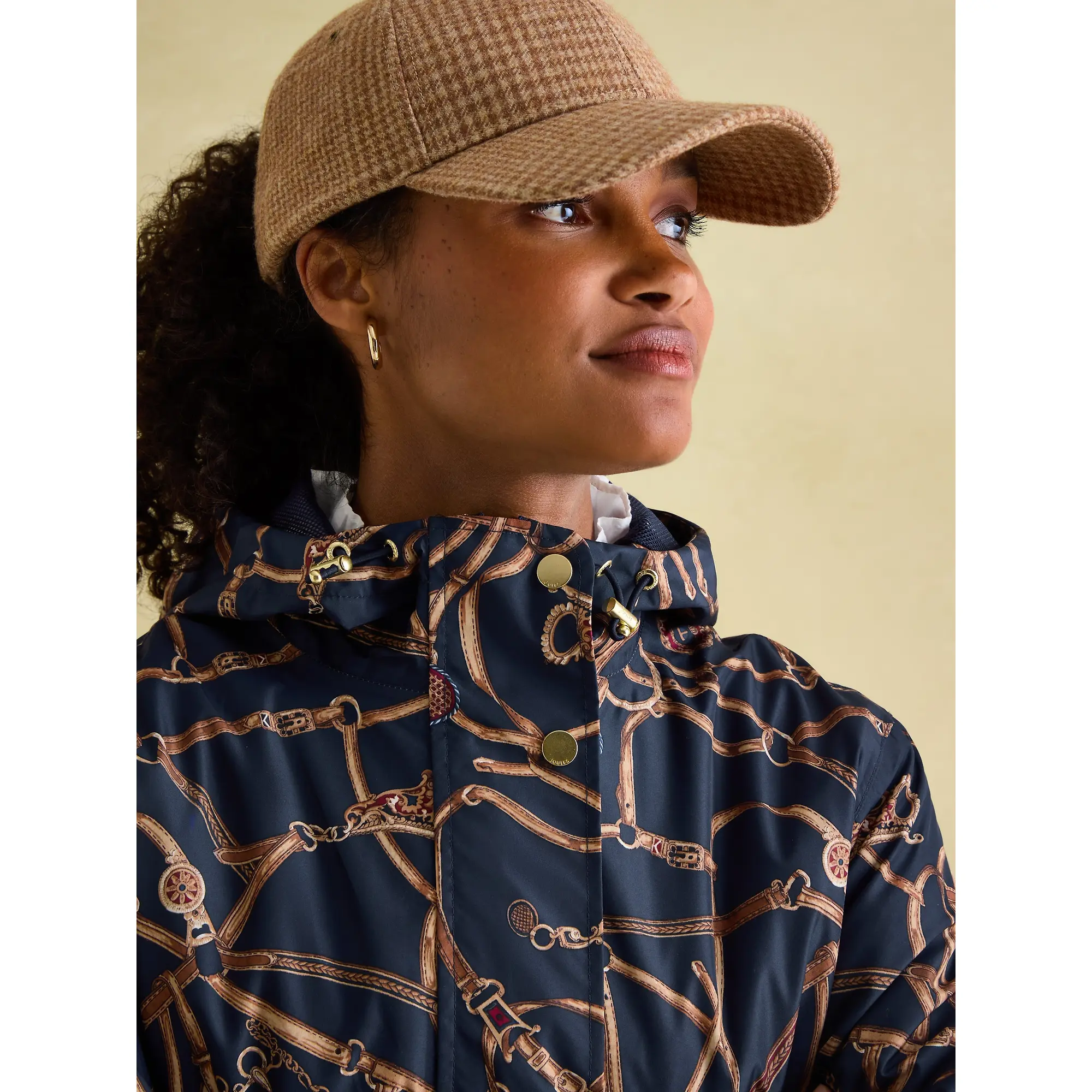 Product image 6 of 10 of Joules Women's Holkham Waterproof Packable Hooded Raincoat - Navy Blue Bridle