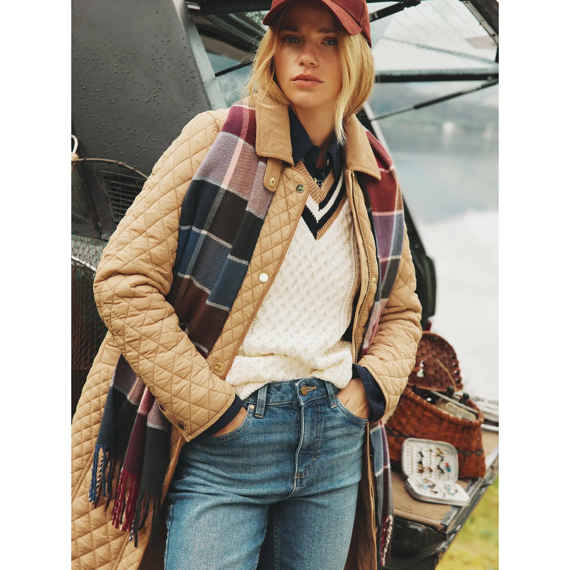 Product image 2 of 4 of Joules Women's Langtree Scarf - Berry & Navy