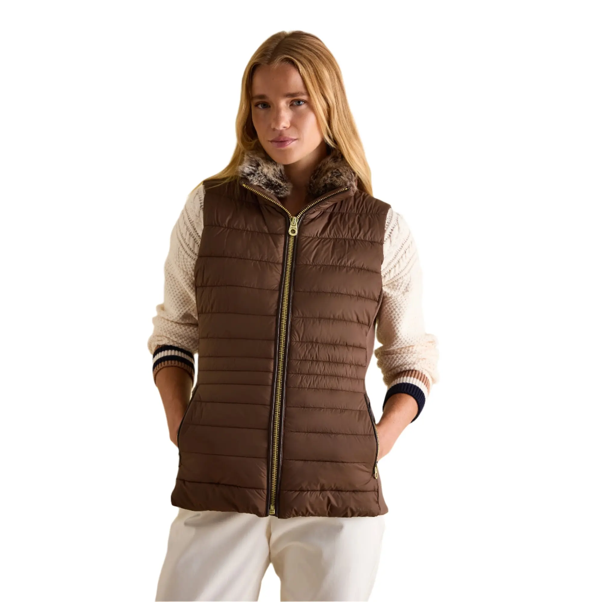 Product image 1 of 7 of Joules Women's Beckley Padded Showerproof Gilet - Chestnut