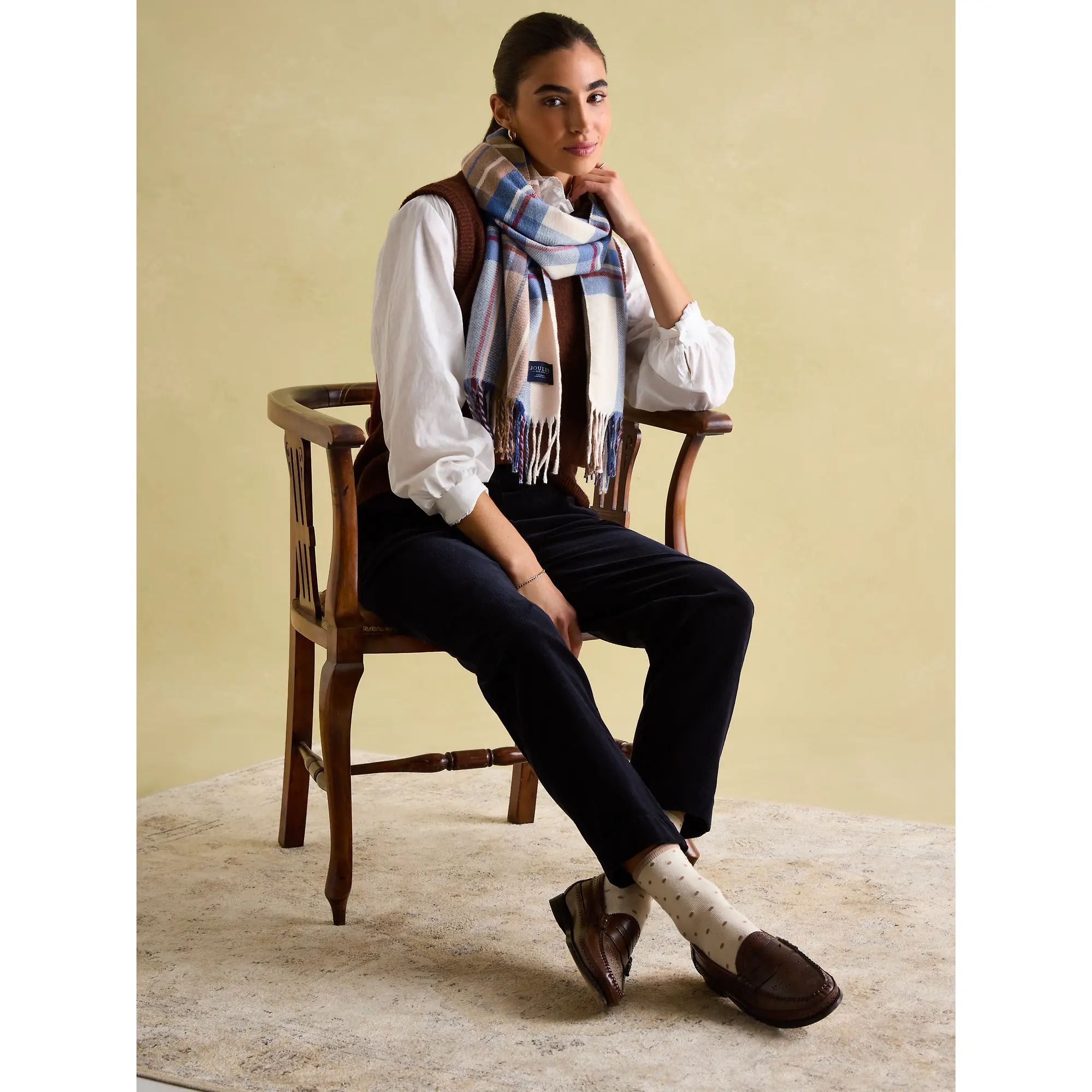 Product image 4 of 4 of Joules Women's Langtree Scarf - Cream & Blue