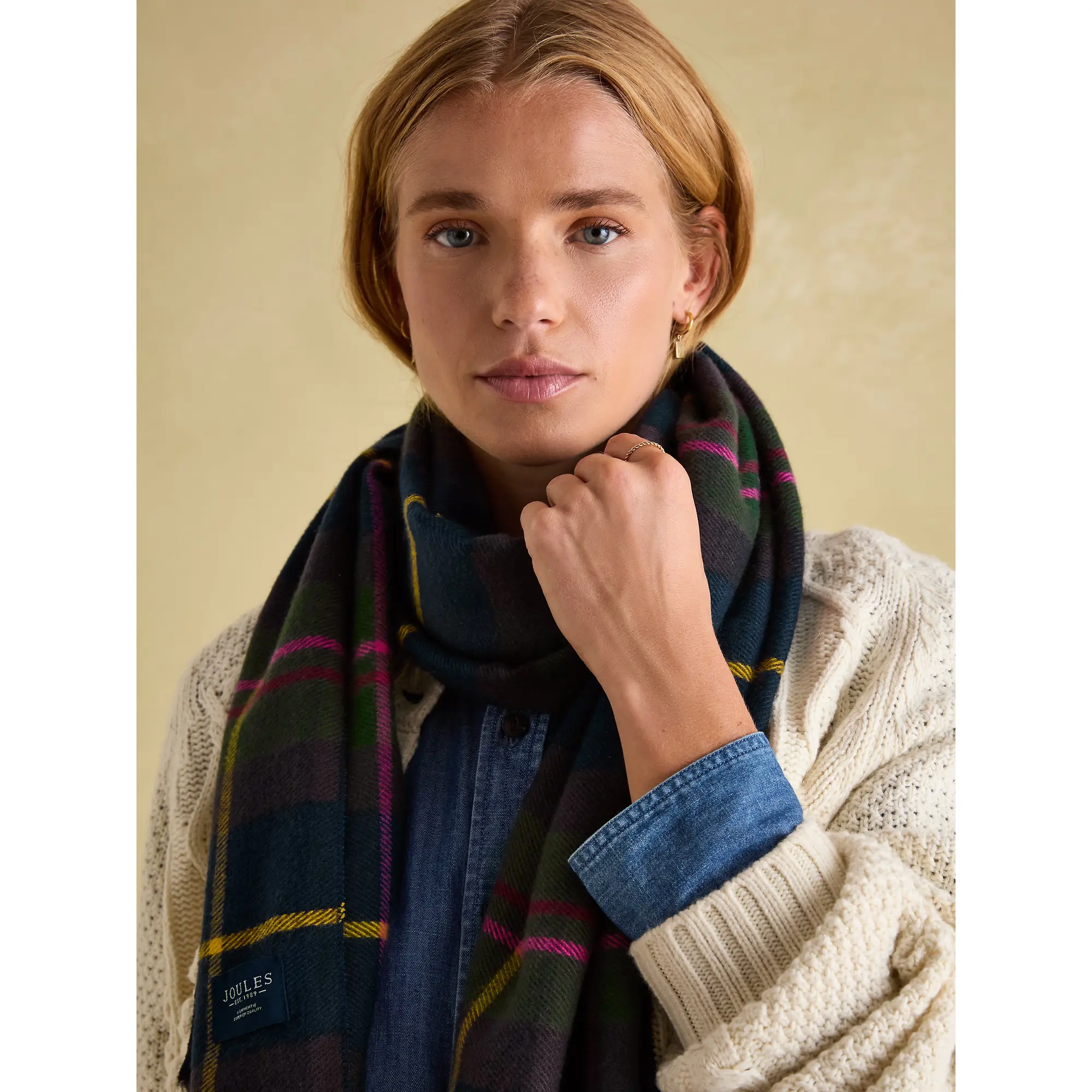 Product image 4 of 6 of Joules Women's Langtree Scarf - Navy Check