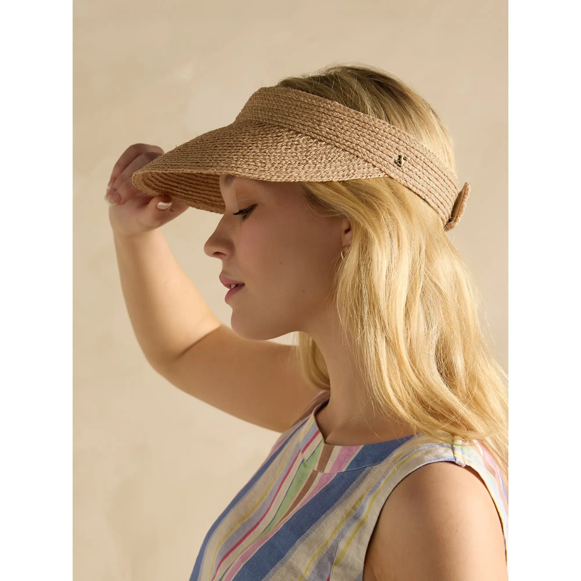 Product image 6 of 8 of Joules Women's Sunray Packable Adjustable Raffia Visor - Neutral
