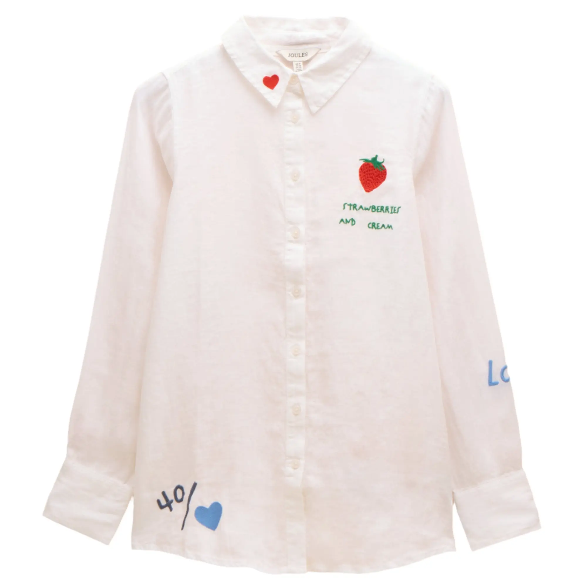 Product image 1 of 9 of Joules Women's Set Match Tennis Theme 100% Linen Shirt - Chalk