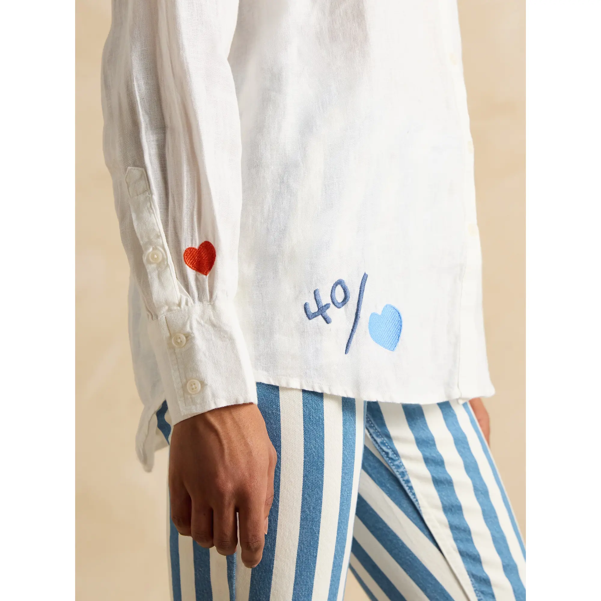 Product image 5 of 9 of Joules Women's Set Match Tennis Theme 100% Linen Shirt - Chalk