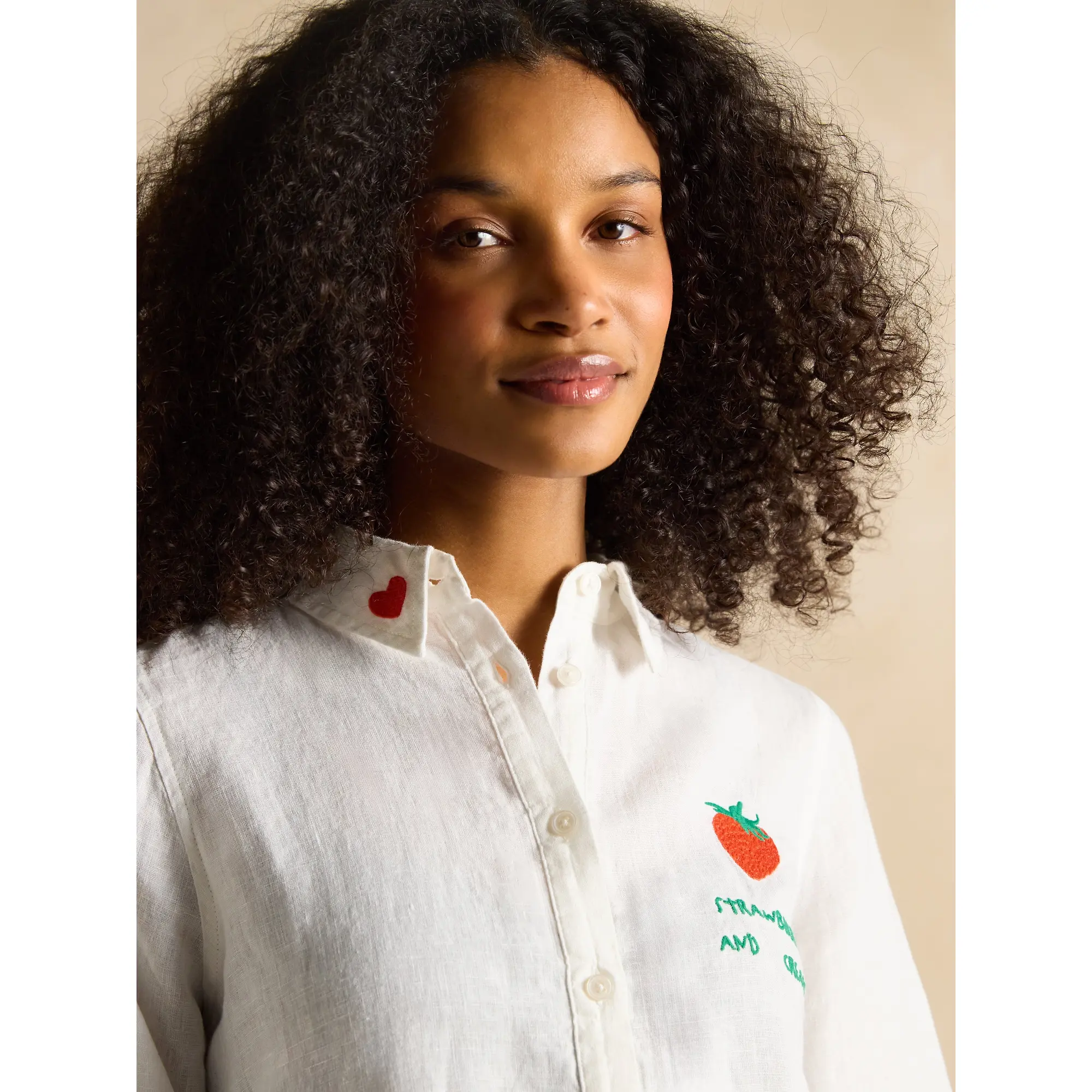 Product image 9 of 9 of Joules Women's Set Match Tennis Theme 100% Linen Shirt - Chalk