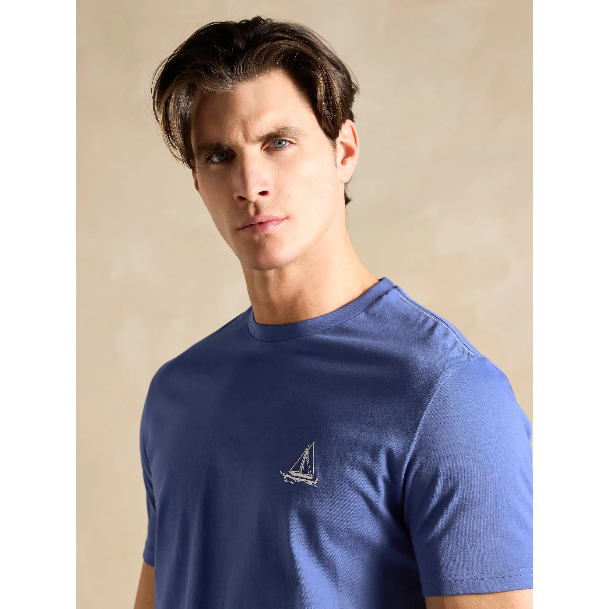 Product image 5 of 9 of Joules Men's Harford Short Sleeve Top & Pyjama Set With Packable Travel Bag - Blue Toile