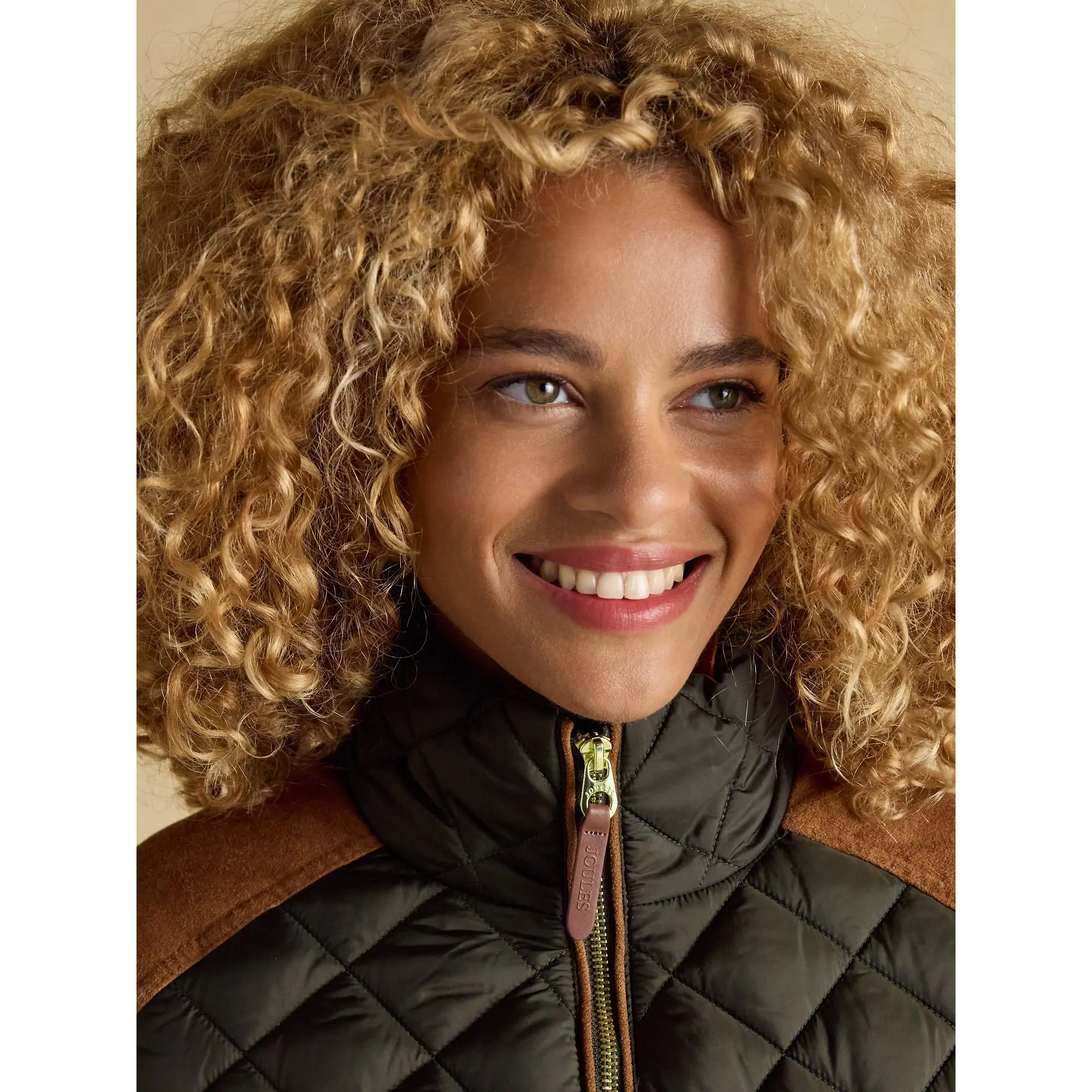 Product image 10 of 12 of Joules Women's Braemar Luxe Showerproof Diamond Quilted Coat - Khaki Green