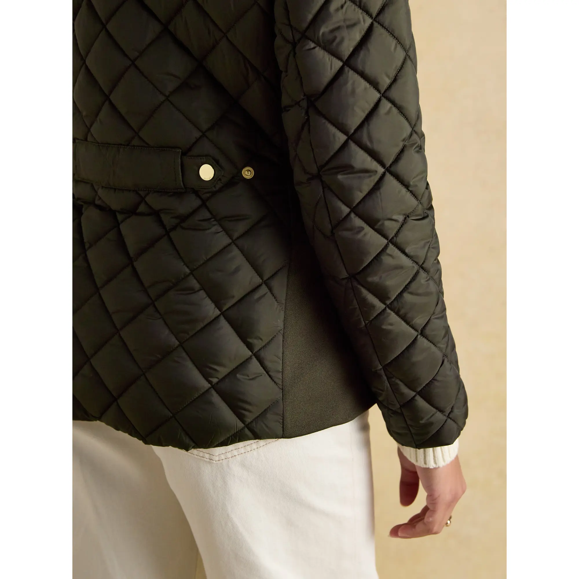 Product image 11 of 12 of Joules Women's Braemar Luxe Showerproof Diamond Quilted Coat - Khaki Green