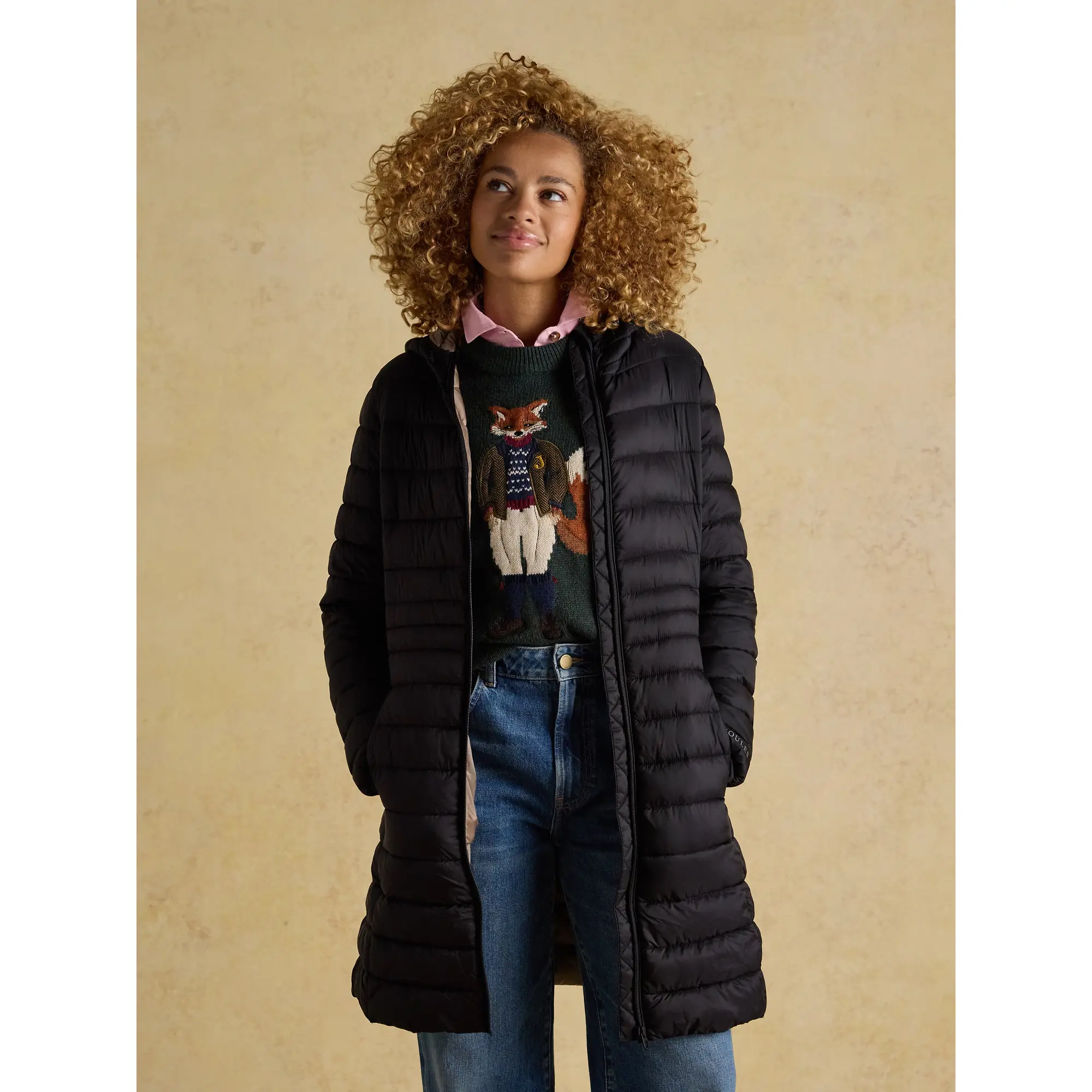 Product image 5 of 9 of Joules Women's Kenley Long Showerproof Padded Coat - Black