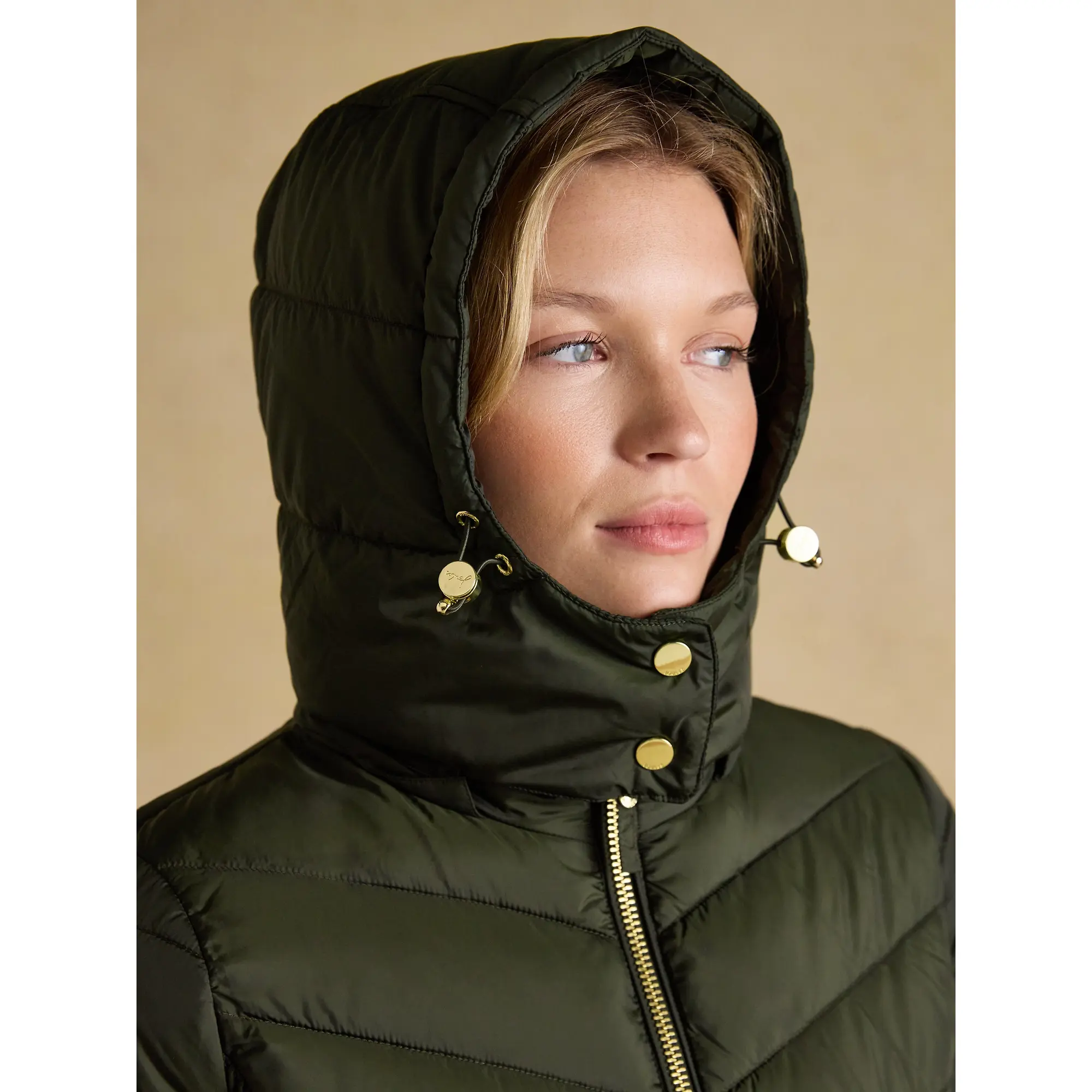 Product image 4 of 10 of Joules Women's Pembury Showerproof Longline Hooded Coat - Khaki Green