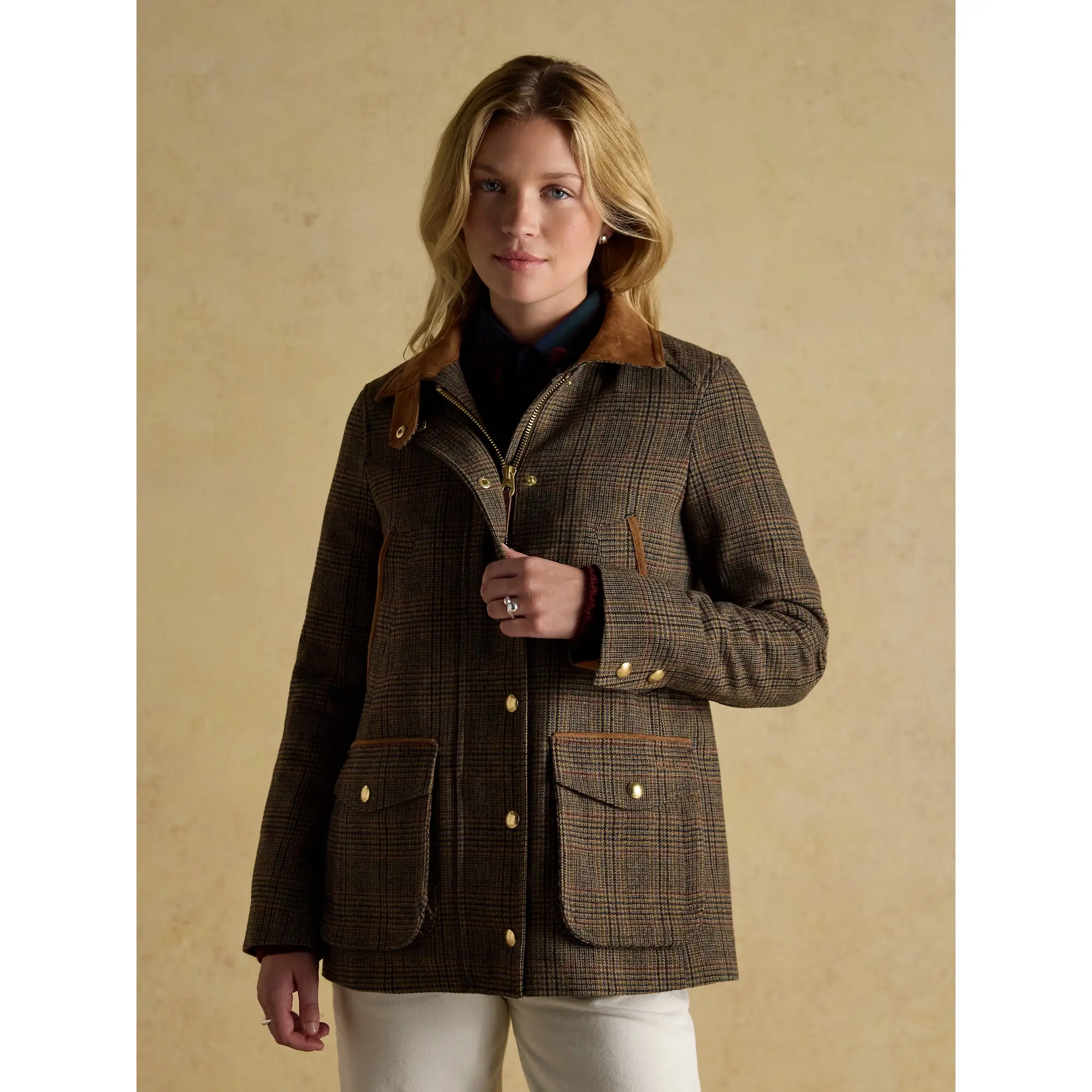 Product image 2 of 15 of Joules Women's Contemporary Fieldcoat Tweed Jacket - Brown Check