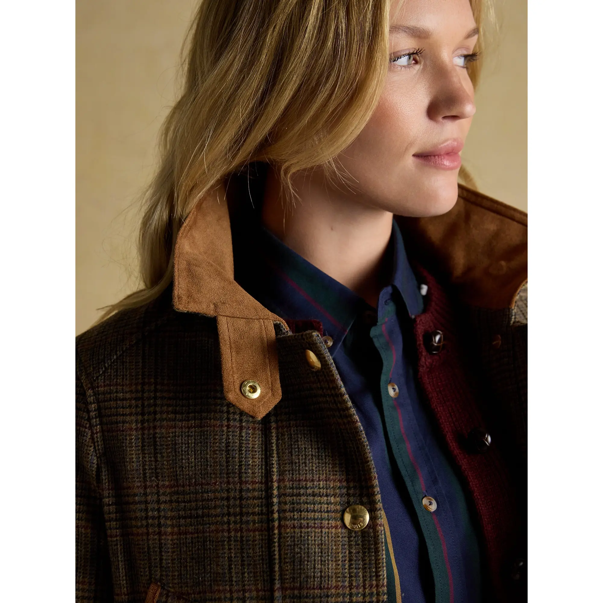 Product image 7 of 15 of Joules Women's Contemporary Fieldcoat Tweed Jacket - Brown Check