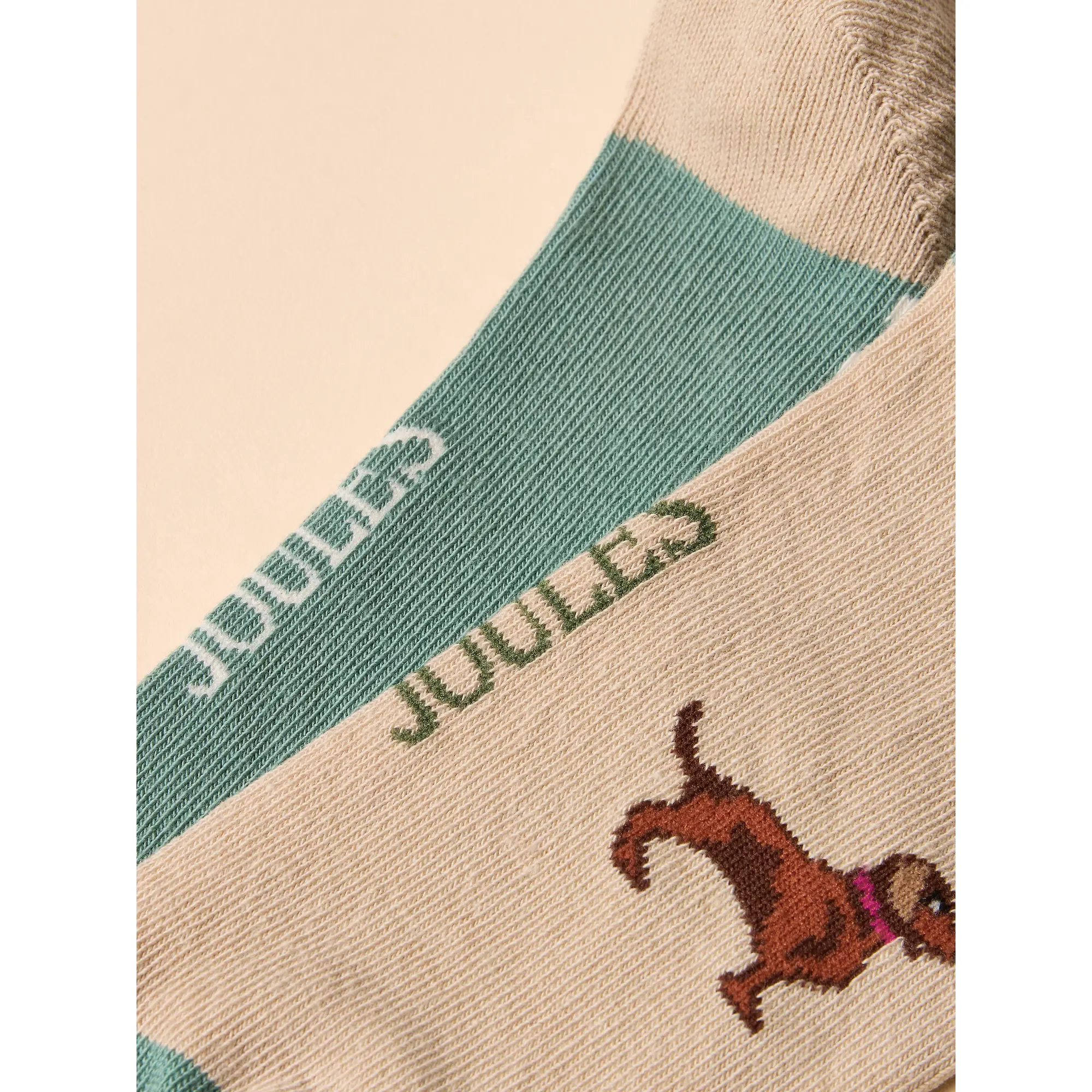 Product image 3 of 4 of Joules Women's Everyday Socks 2 Pack UK 4-8 - Khaki/Cream