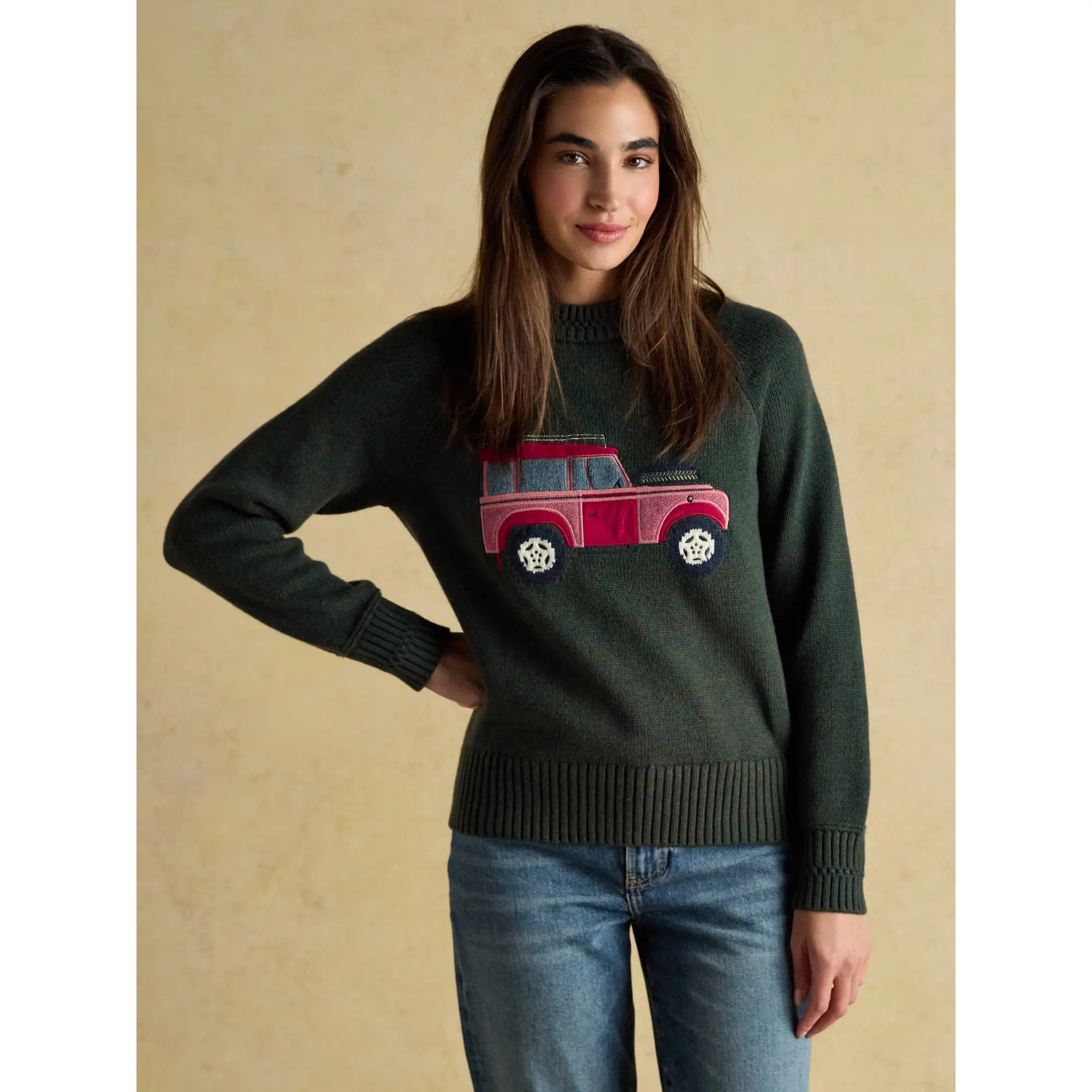 Product image 2 of 9 of Joules Women's Rutland 4x4 Knitted Intarsia Jumper - Green