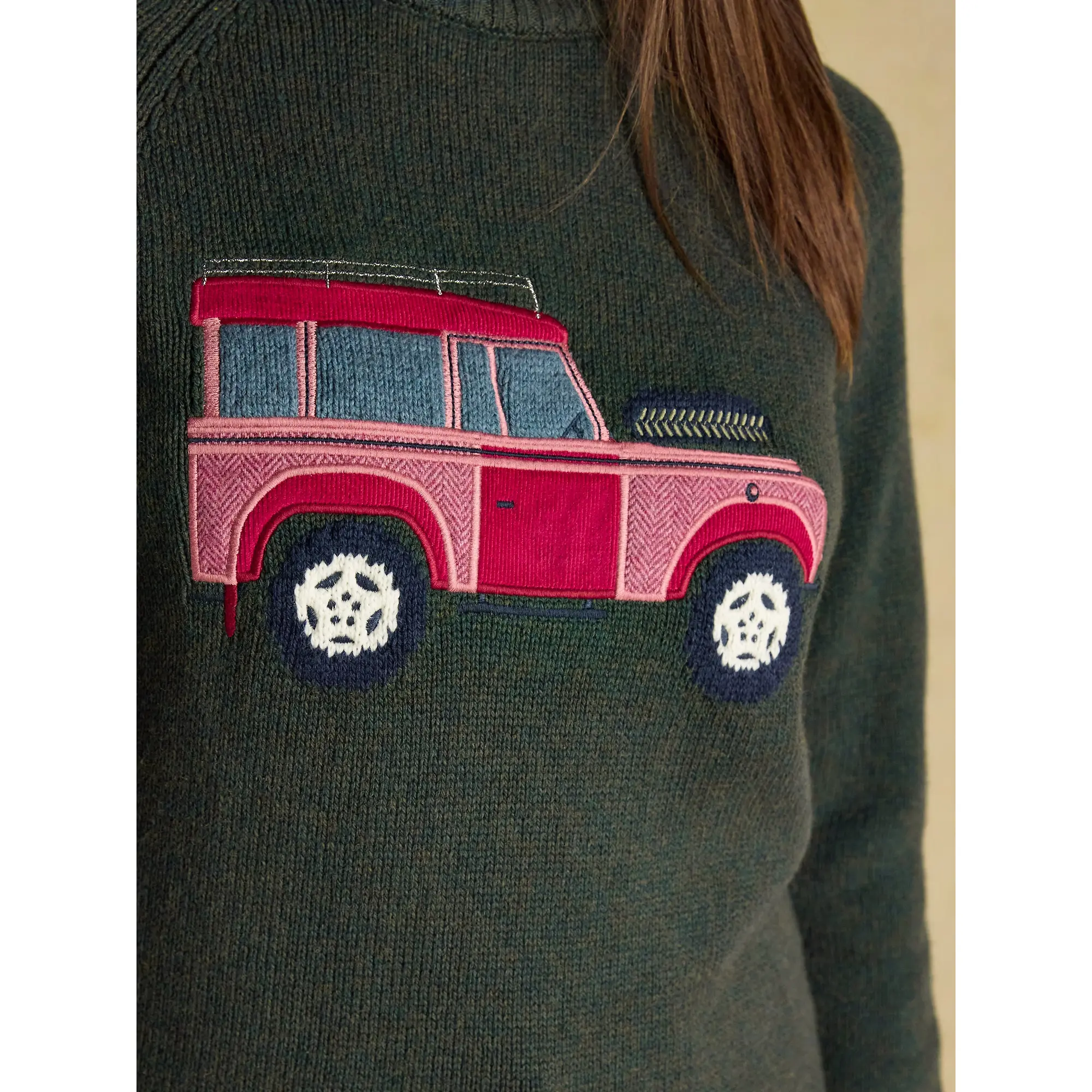 Product image 5 of 9 of Joules Women's Rutland 4x4 Knitted Intarsia Jumper - Green