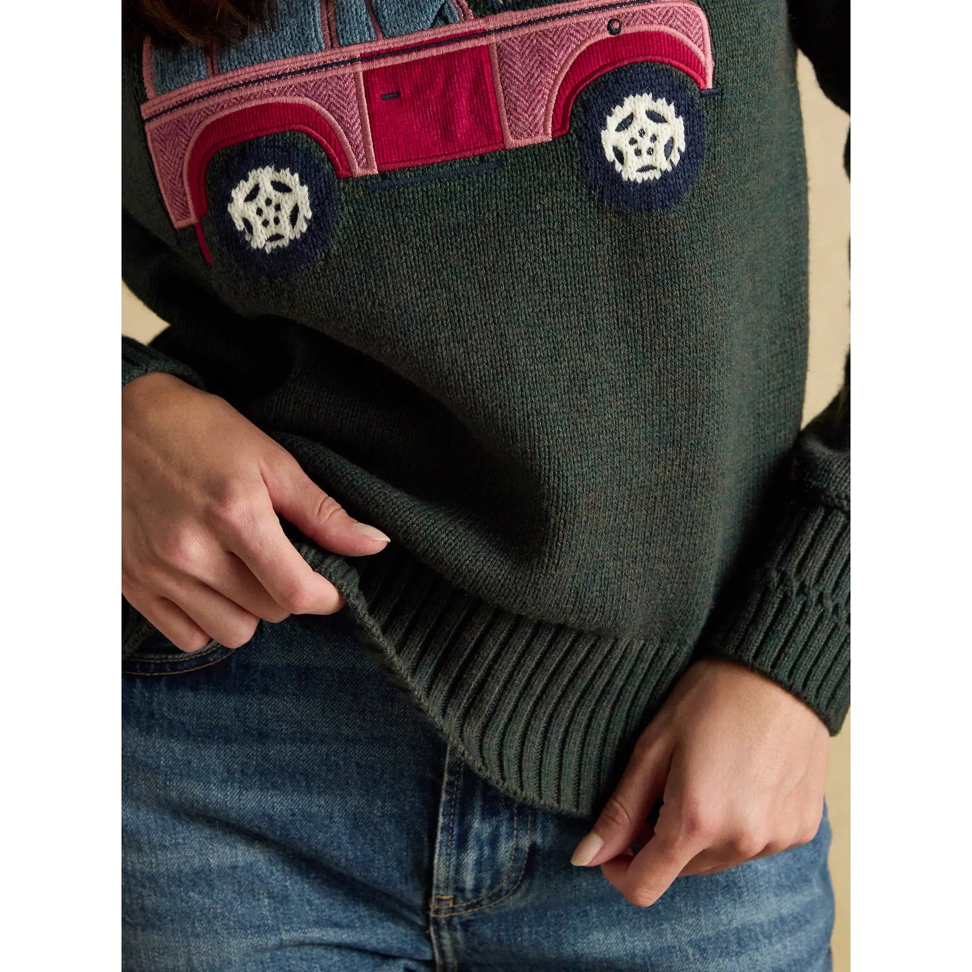 Product image 8 of 9 of Joules Women's Rutland 4x4 Knitted Intarsia Jumper - Green