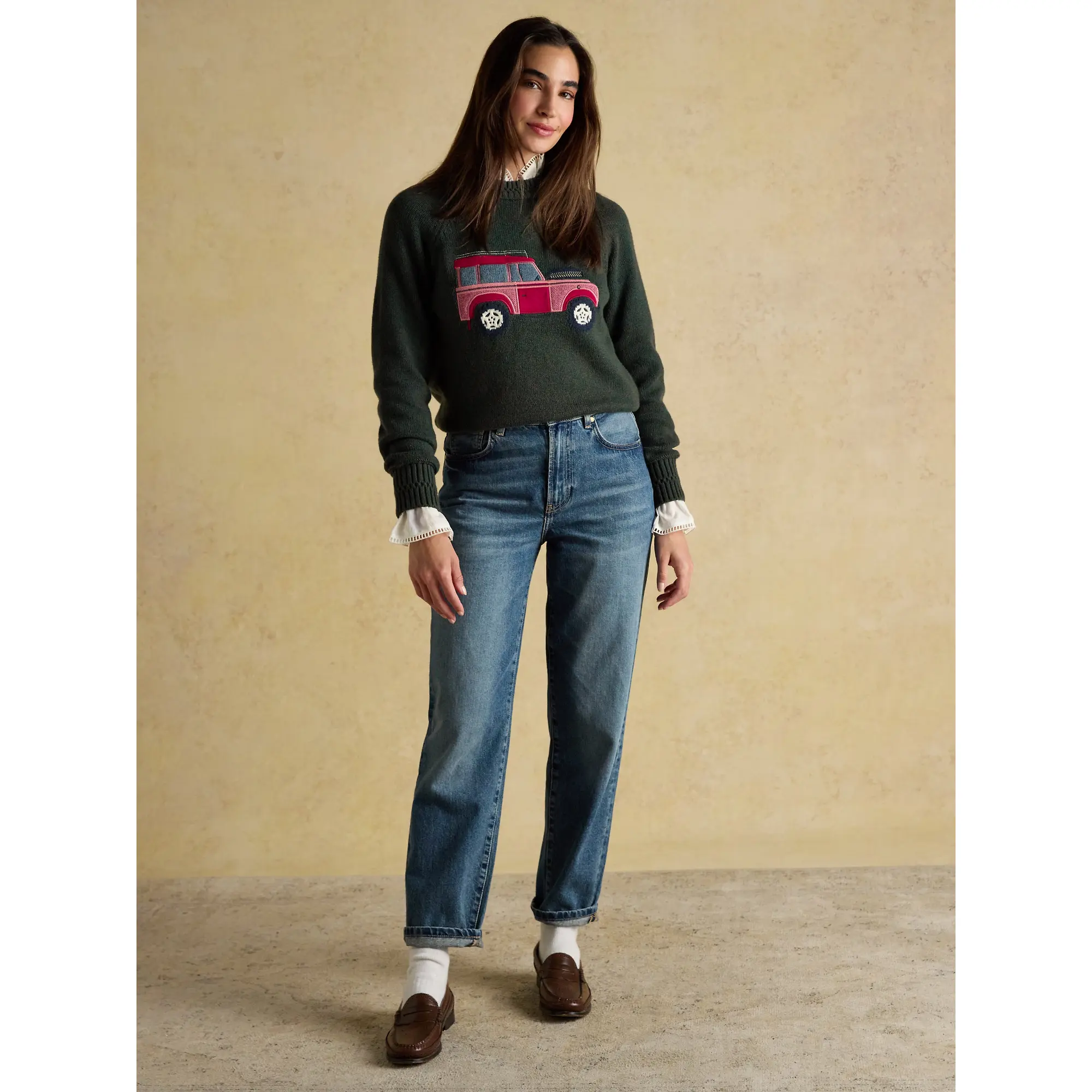 Product image 9 of 9 of Joules Women's Rutland 4x4 Knitted Intarsia Jumper - Green