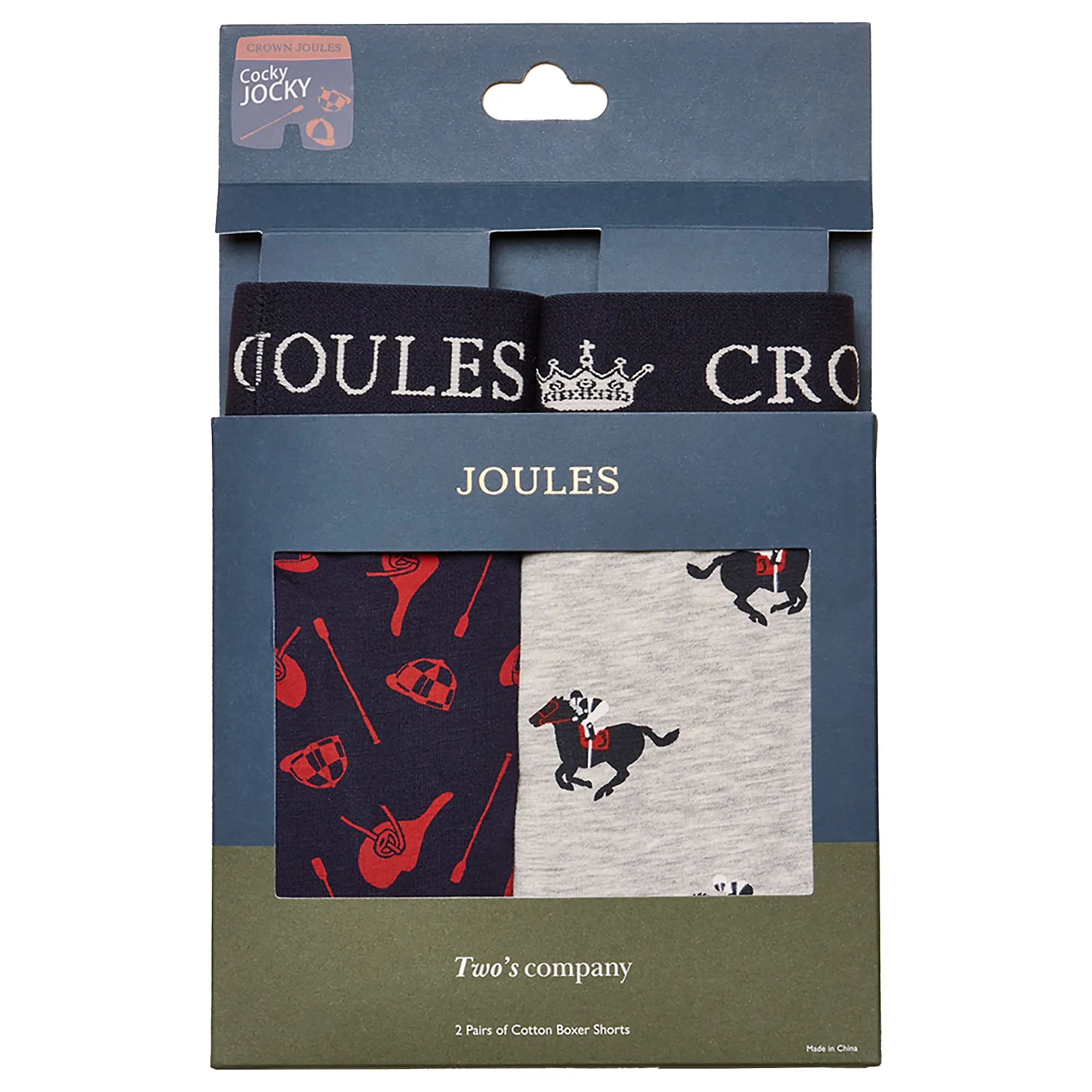 Product image 1 of 3 of Joules Men's Crown Joules Boxer Briefs 2 Pack - Grey/Navy