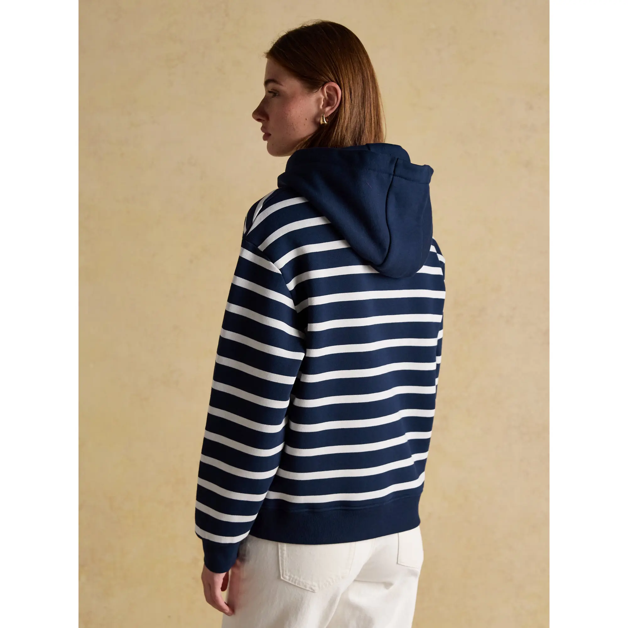 Product image 3 of 7 of Joules Women's Milbourne Cotton Blend Hoodie - Navy & Cream Striped