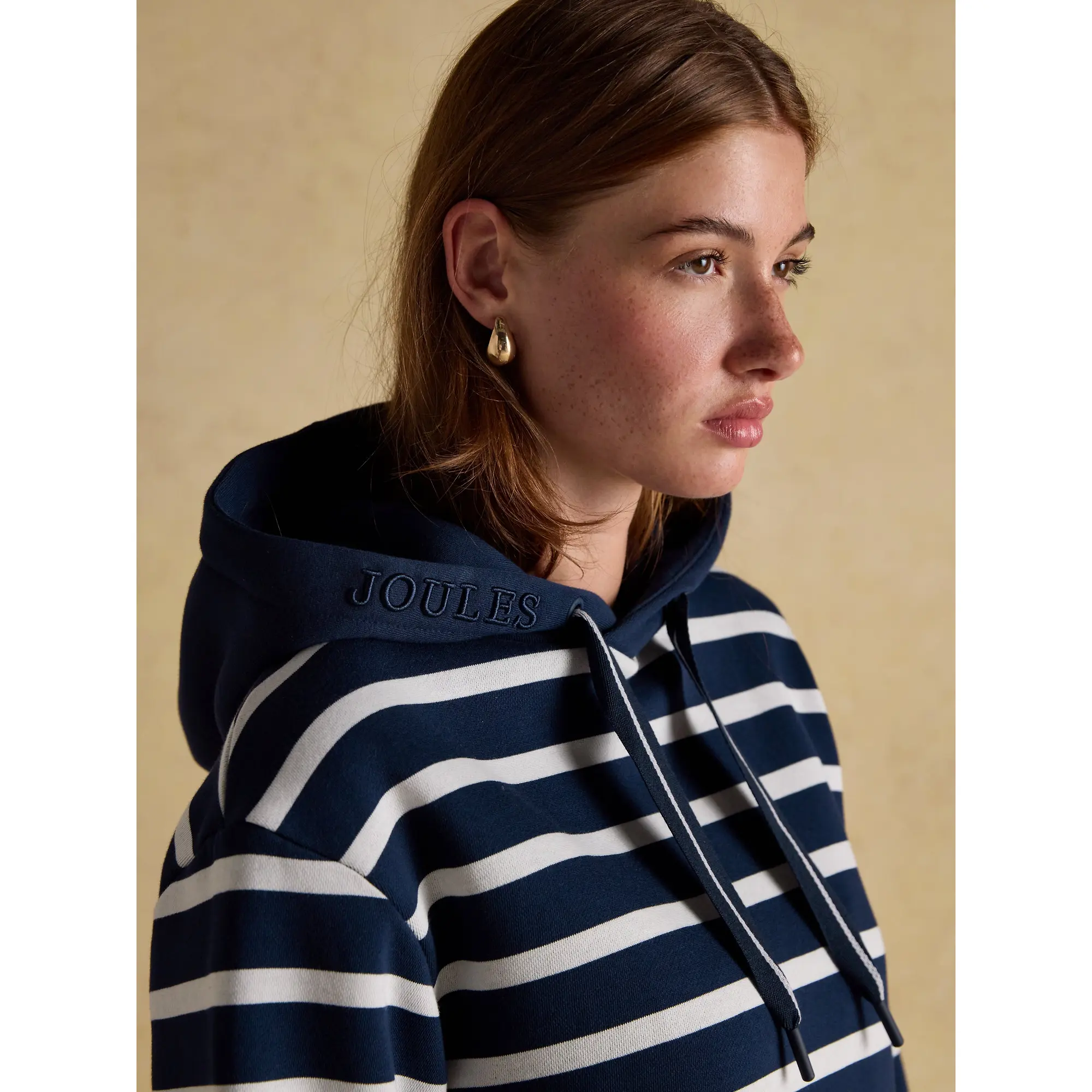 Product image 4 of 7 of Joules Women's Milbourne Cotton Blend Hoodie - Navy & Cream Striped