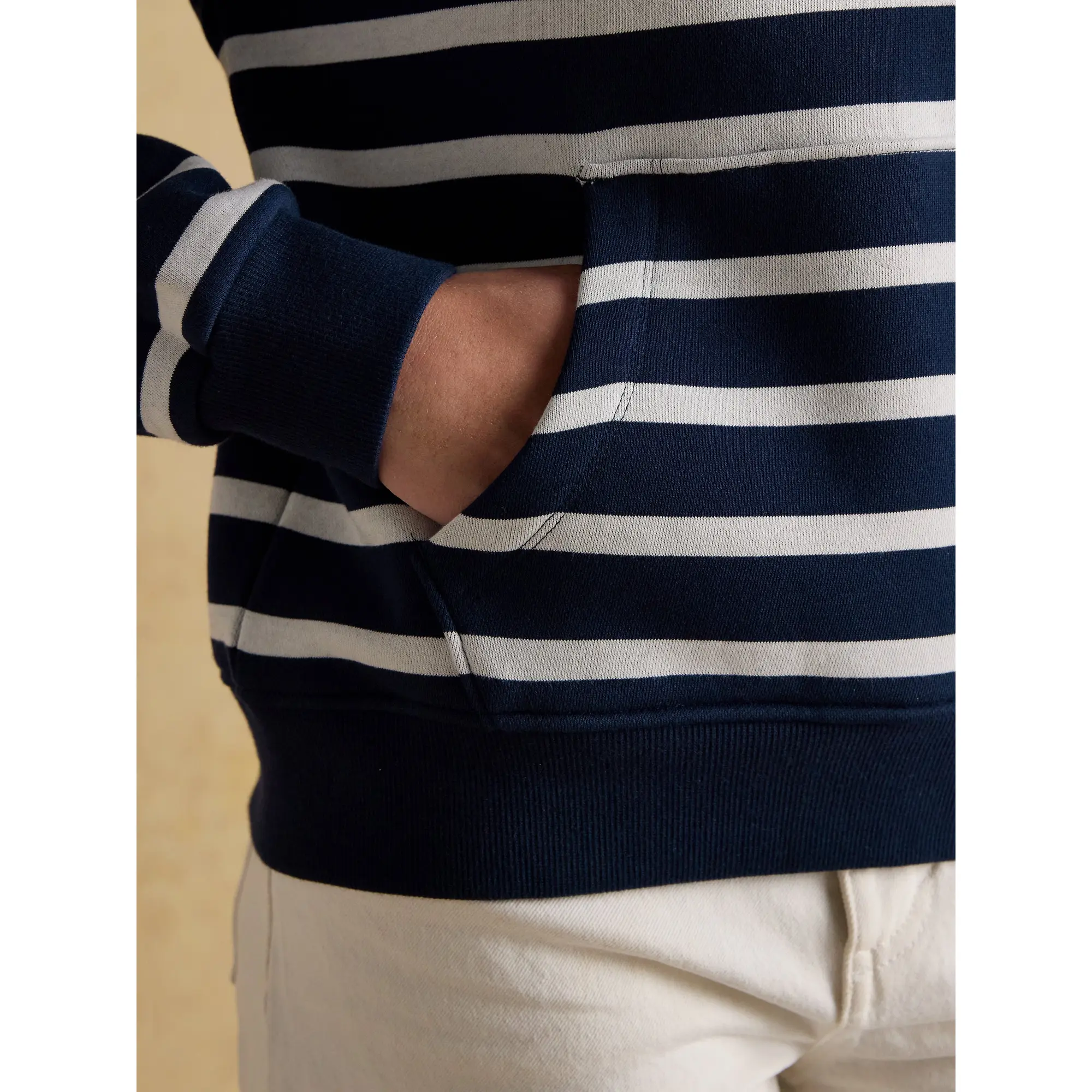 Product image 5 of 7 of Joules Women's Milbourne Cotton Blend Hoodie - Navy & Cream Striped