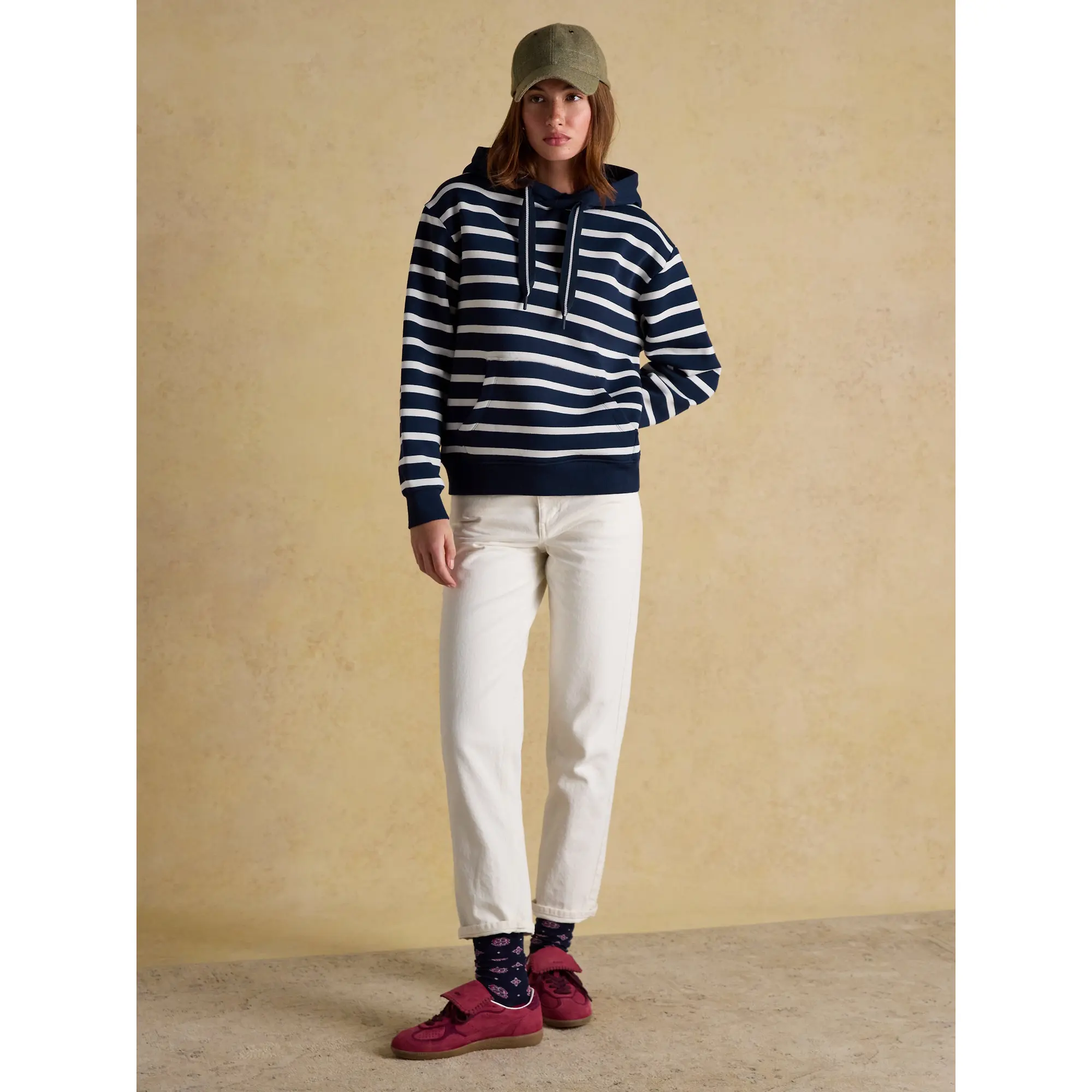 Product image 7 of 7 of Joules Women's Milbourne Cotton Blend Hoodie - Navy & Cream Striped