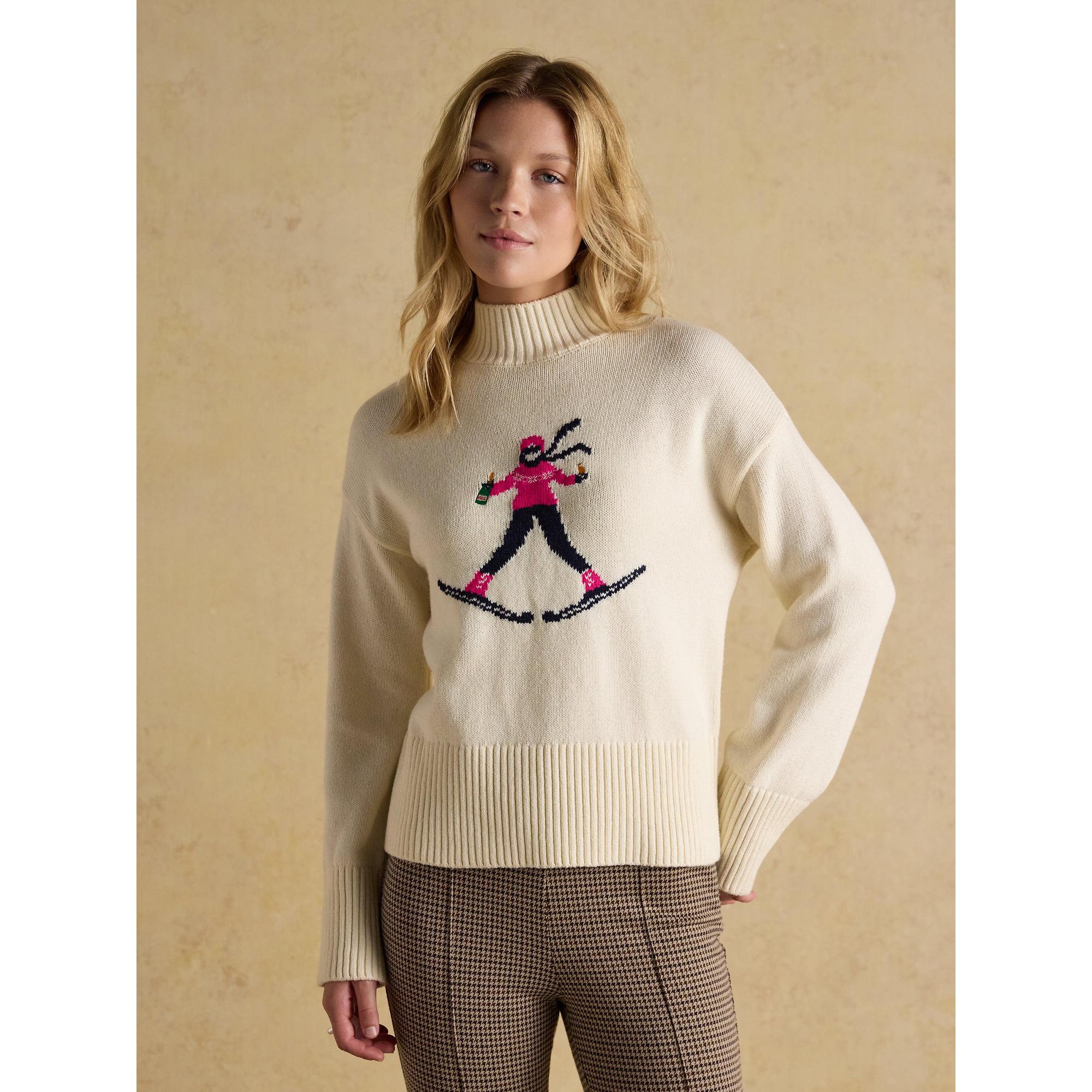 Joules Women's Abigail High Neck Ski Jumper - Cream | British Attire