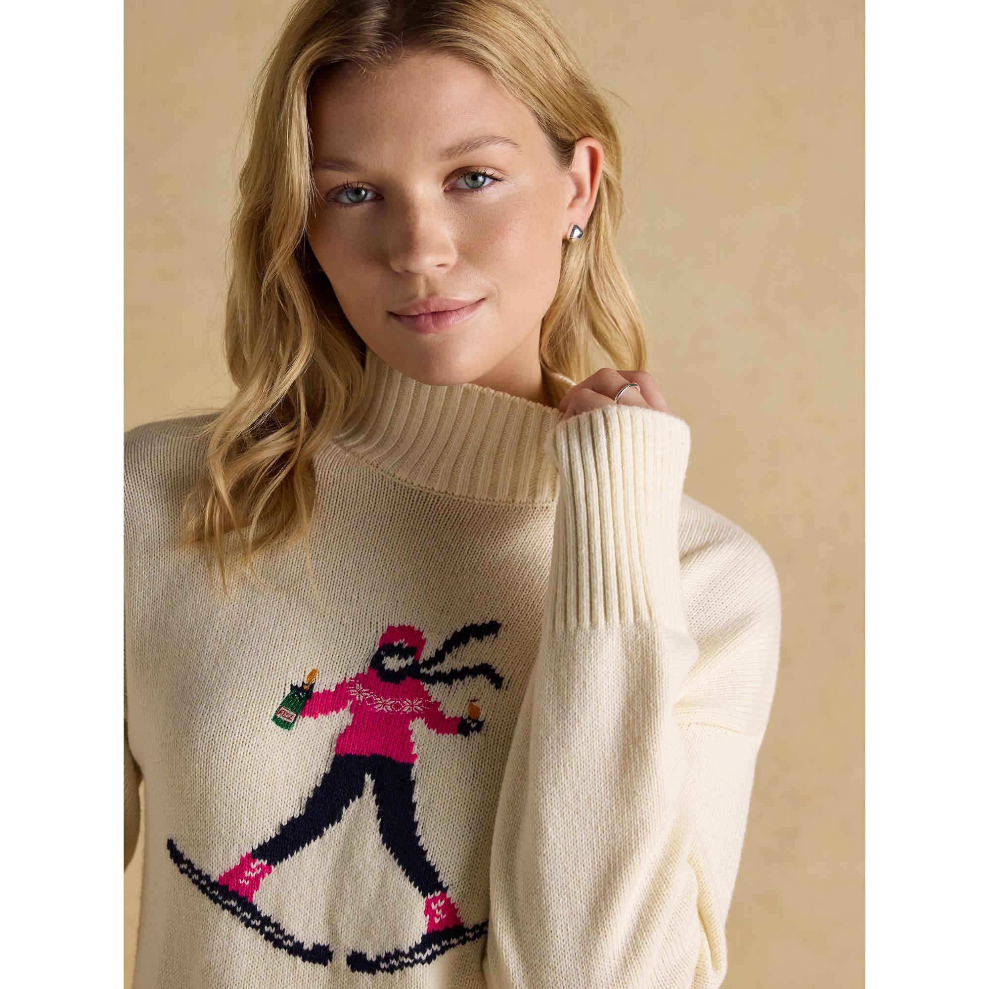 Joules Women's Abigail High Neck Ski Jumper - Cream | British Attire