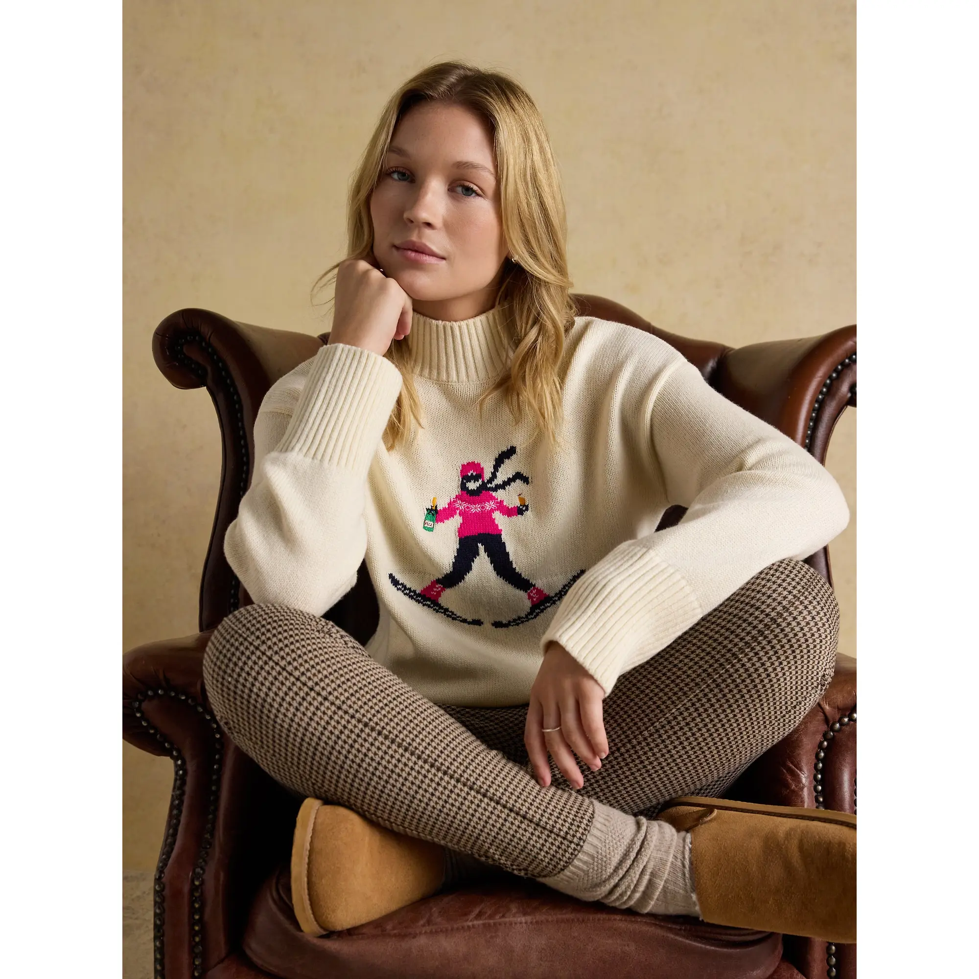 Product image 8 of 8 of Joules Women's Abigail High Neck Ski Jumper - Cream