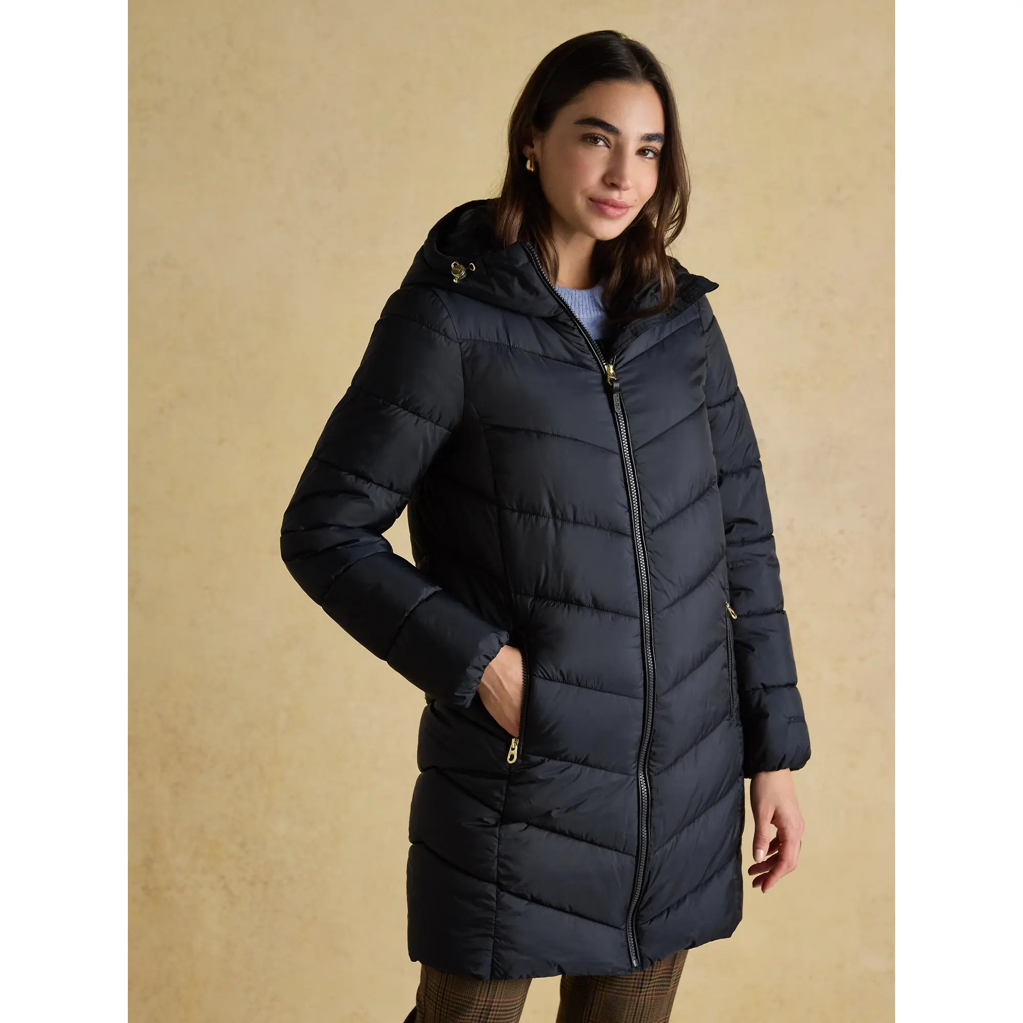 Product image 2 of 11 of Joules Women's Moorsdale Mid Length Showerproof Padded Coat with Hood - Navy