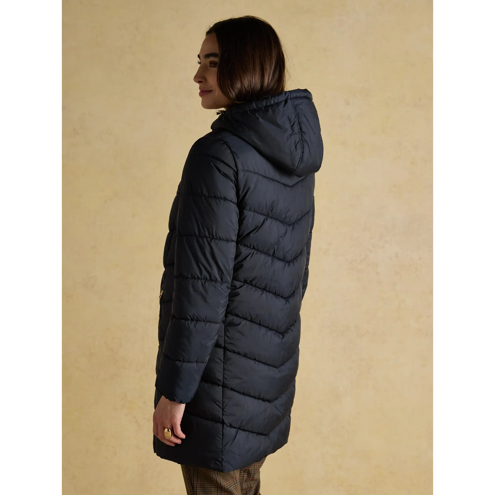 Product image 3 of 11 of Joules Women's Moorsdale Mid Length Showerproof Padded Coat with Hood - Navy