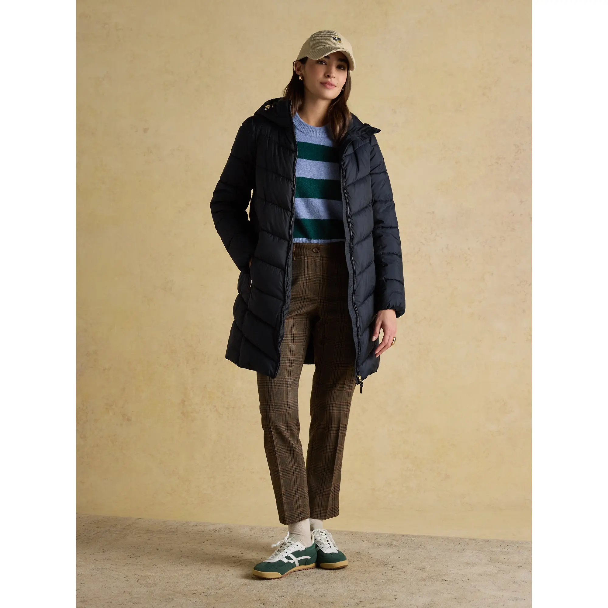 Product image 8 of 11 of Joules Women's Moorsdale Mid Length Showerproof Padded Coat with Hood - Navy